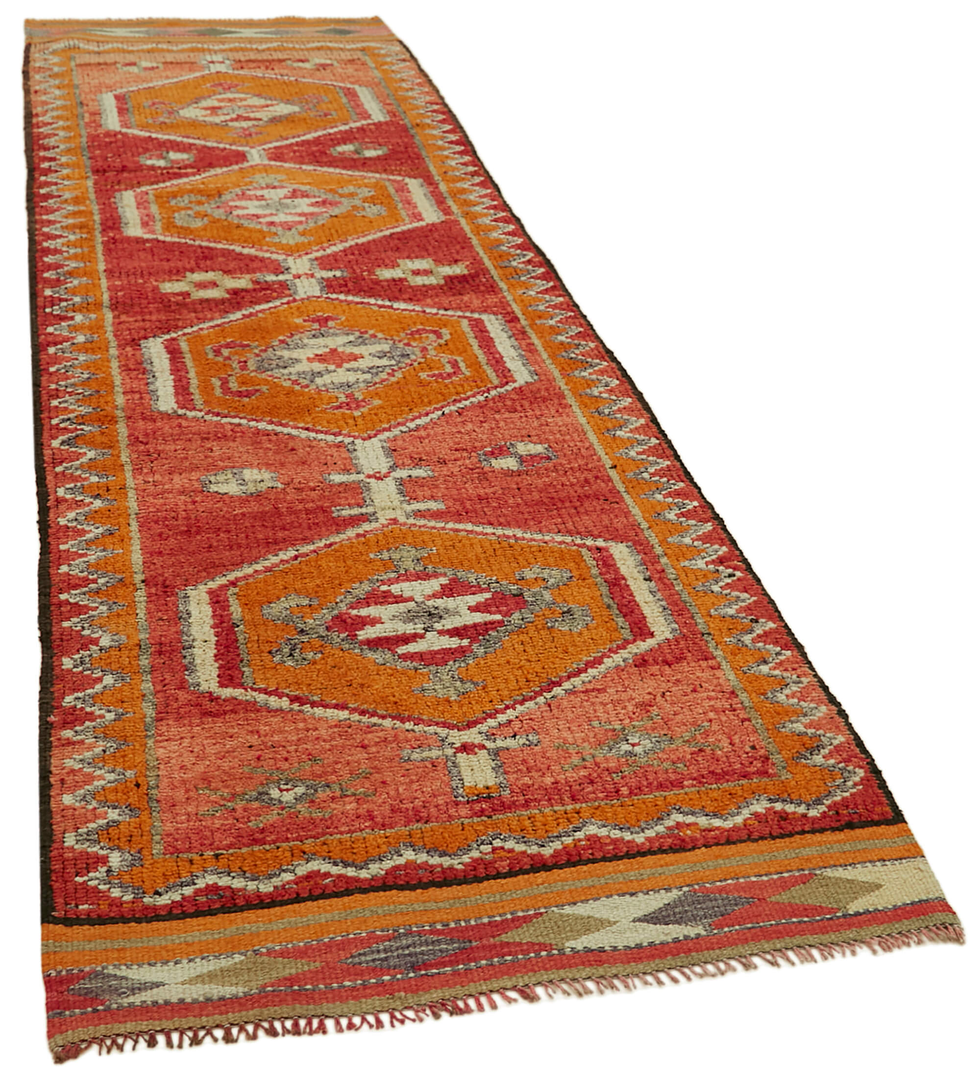 3 x 11 Orange Boho Runner Rugs - 5990