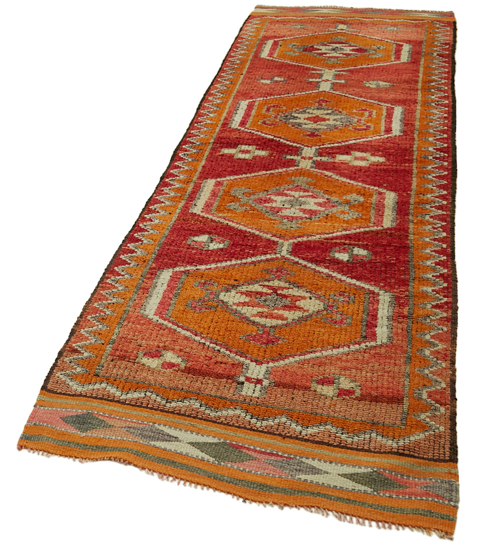 3 x 11 Orange Boho Runner Rugs - 5990