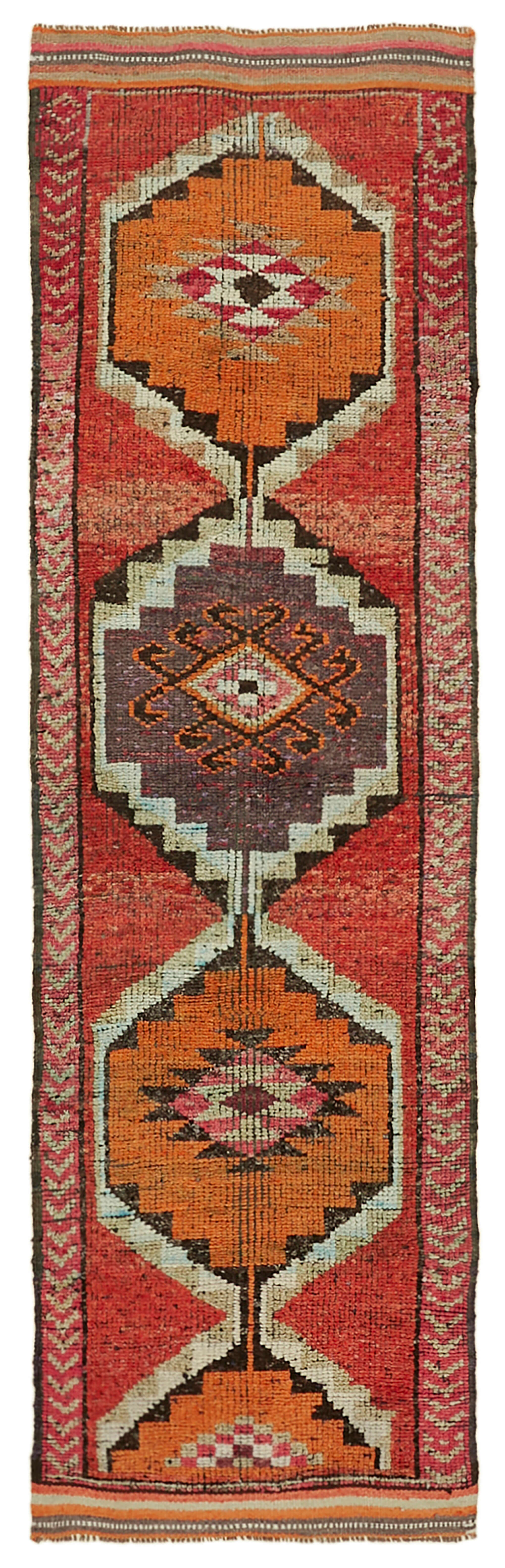 3 x 10 Orange Boho Runner Rugs - 5991