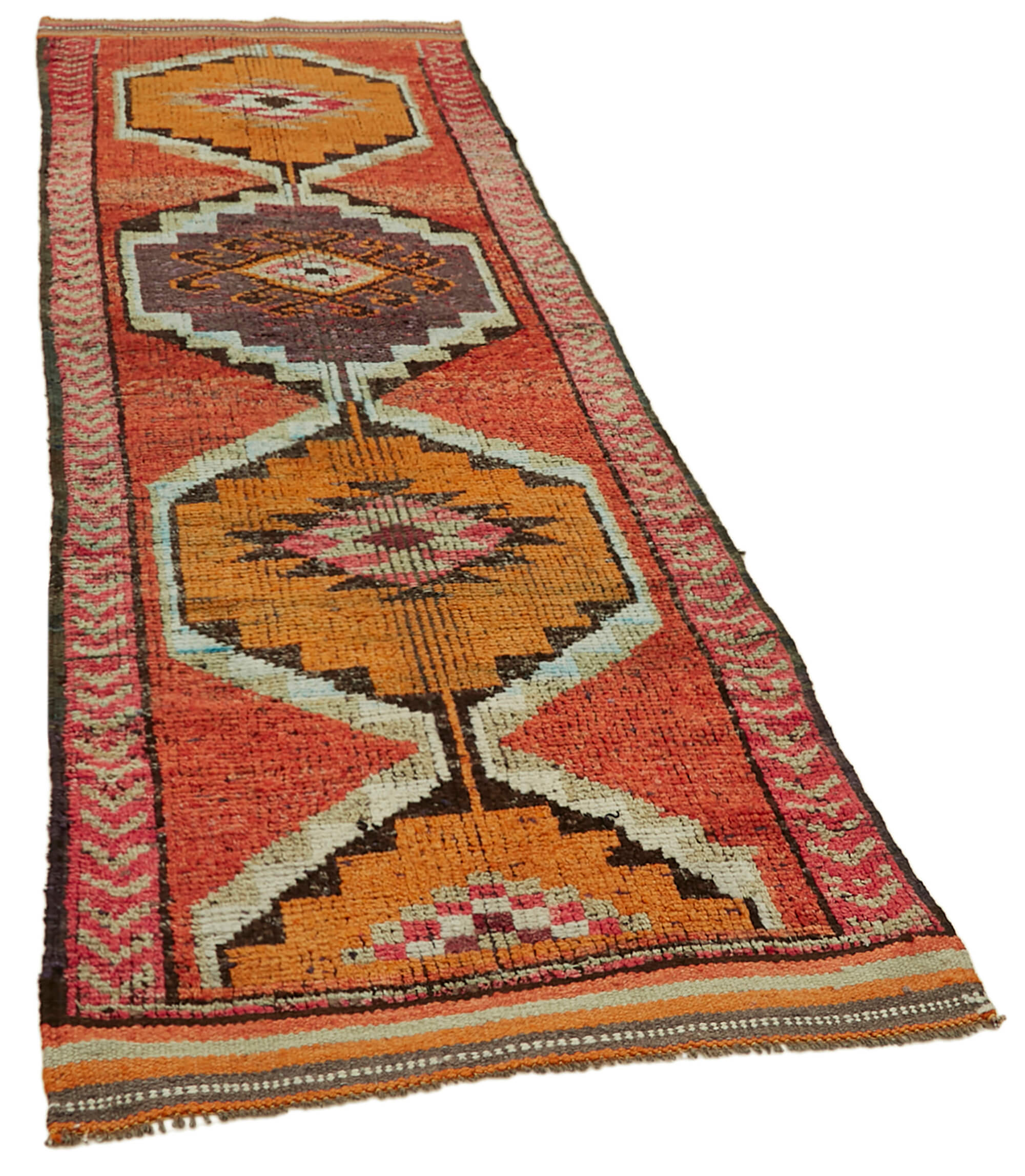 3 x 10 Orange Boho Runner Rugs - 5991