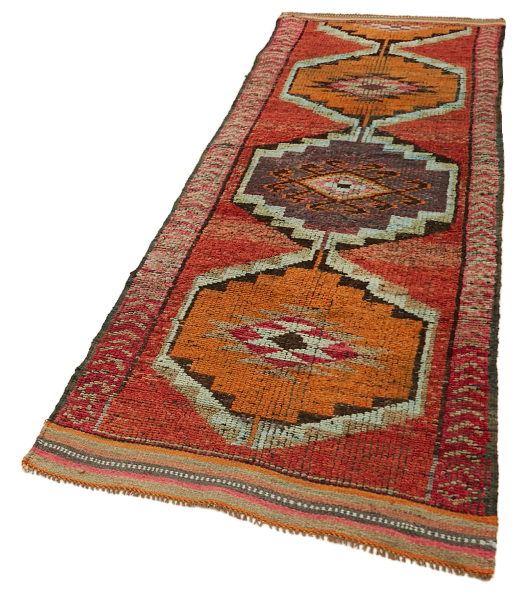 3 x 10 Orange Boho Runner Rugs - 5991