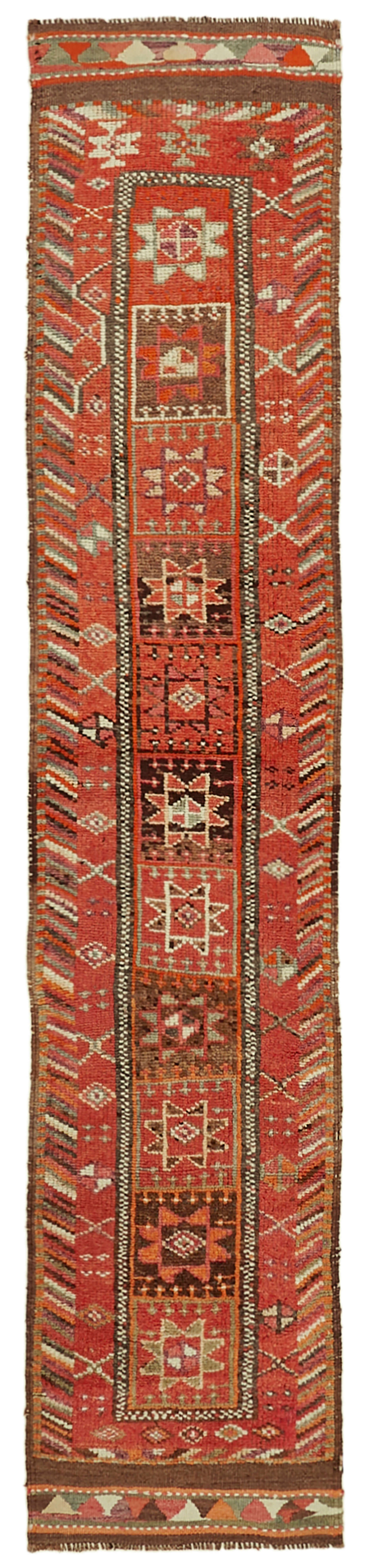 3 x 12 Orange Boho Runner Rugs - 5992