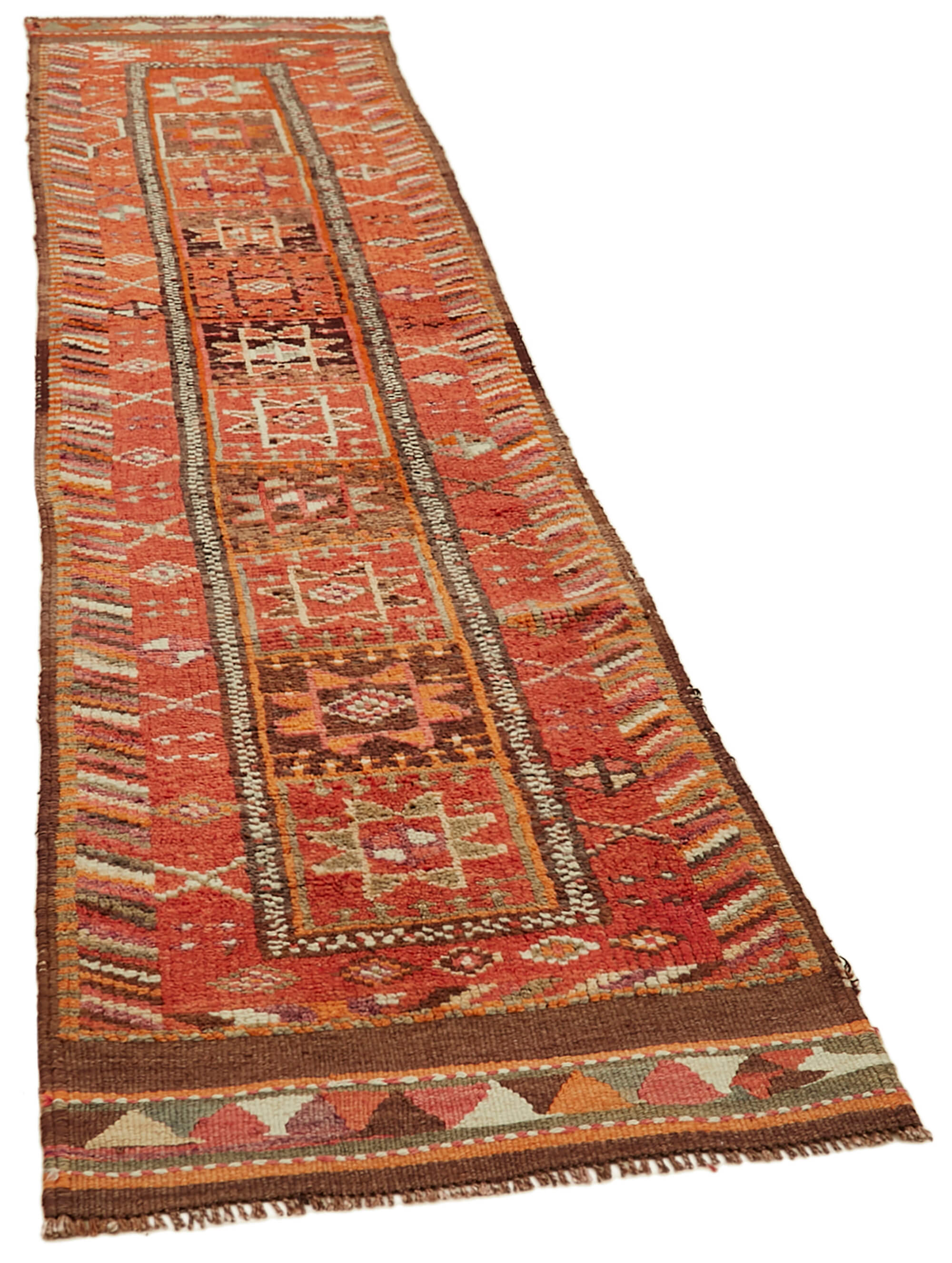 3 x 12 Orange Boho Runner Rugs - 5992