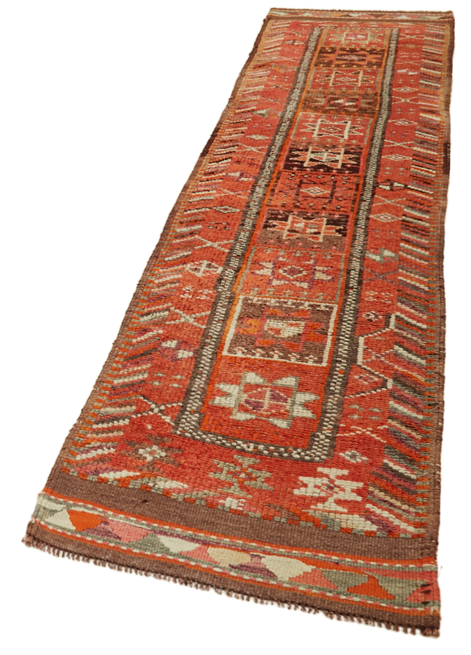 3 x 12 Orange Boho Runner Rugs - 5992