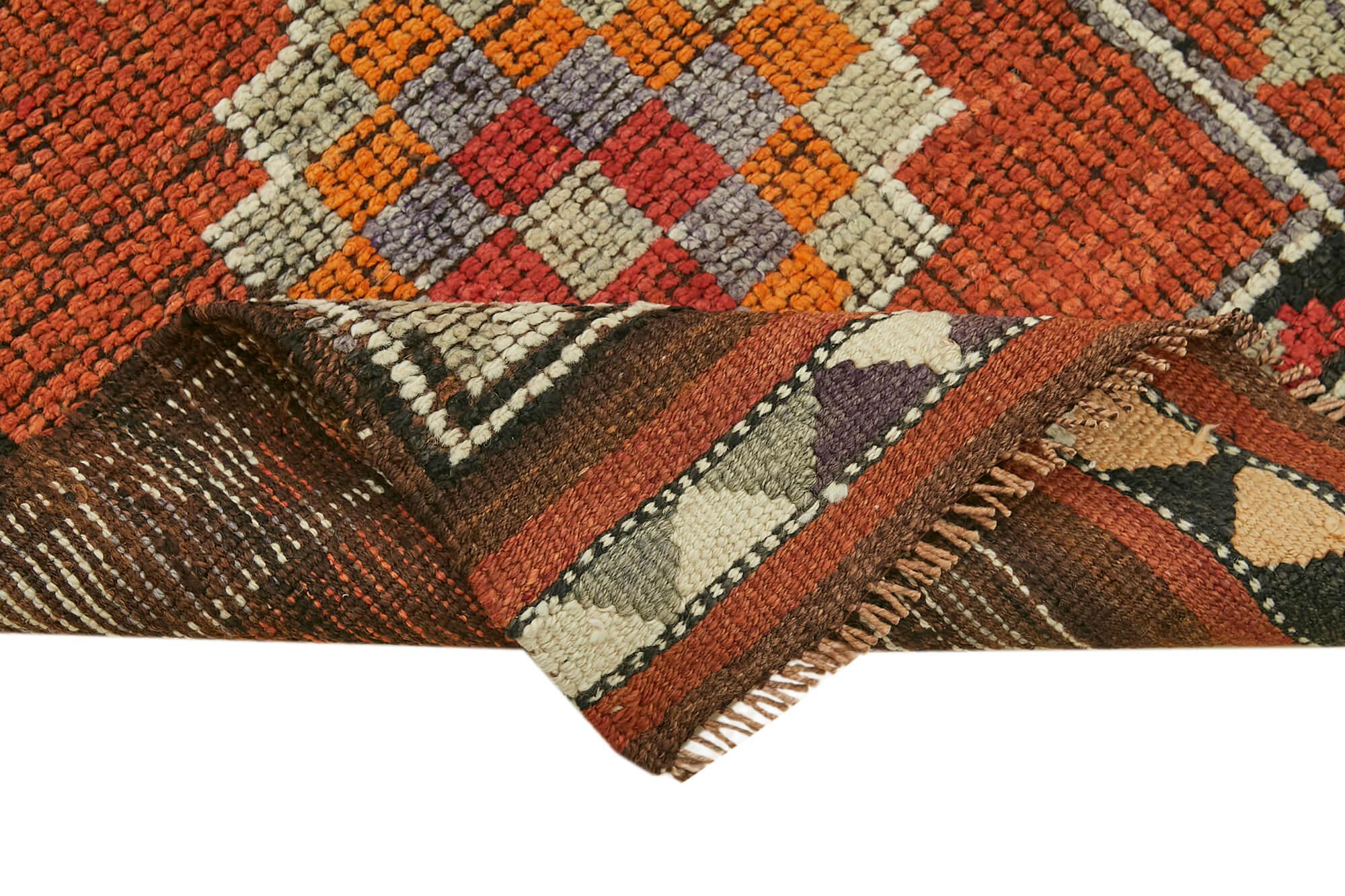 3 x 11 Orange Boho Runner Rugs - 5993