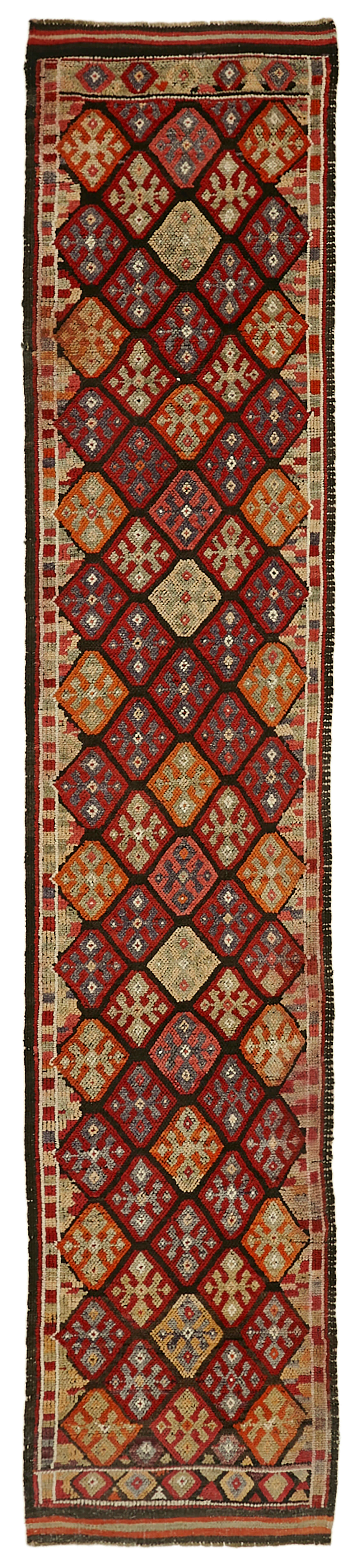 3 x 14 Red Boho Runner Rugs - 5996