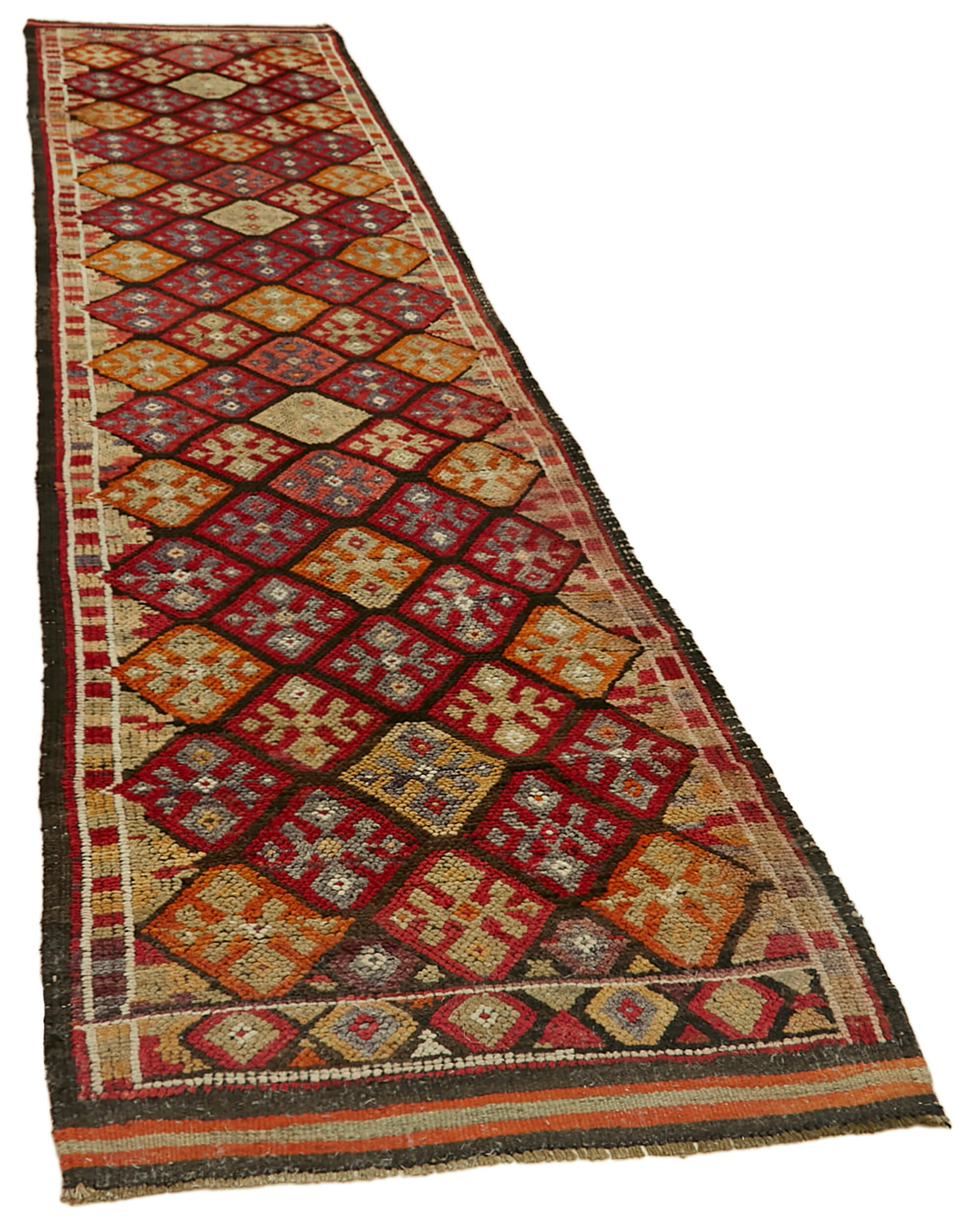 3 x 14 Red Boho Runner Rugs - 5996