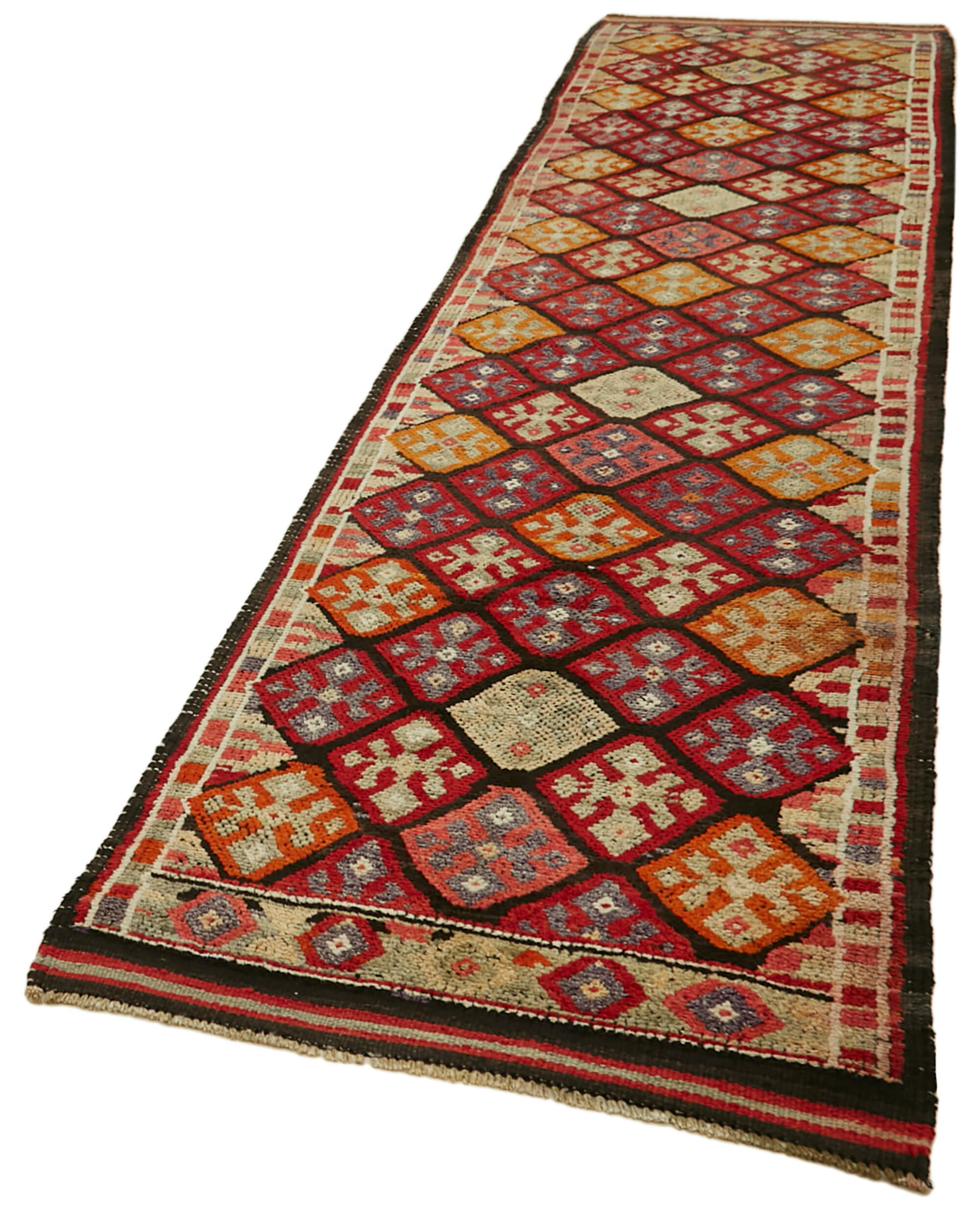 3 x 14 Red Boho Runner Rugs - 5996