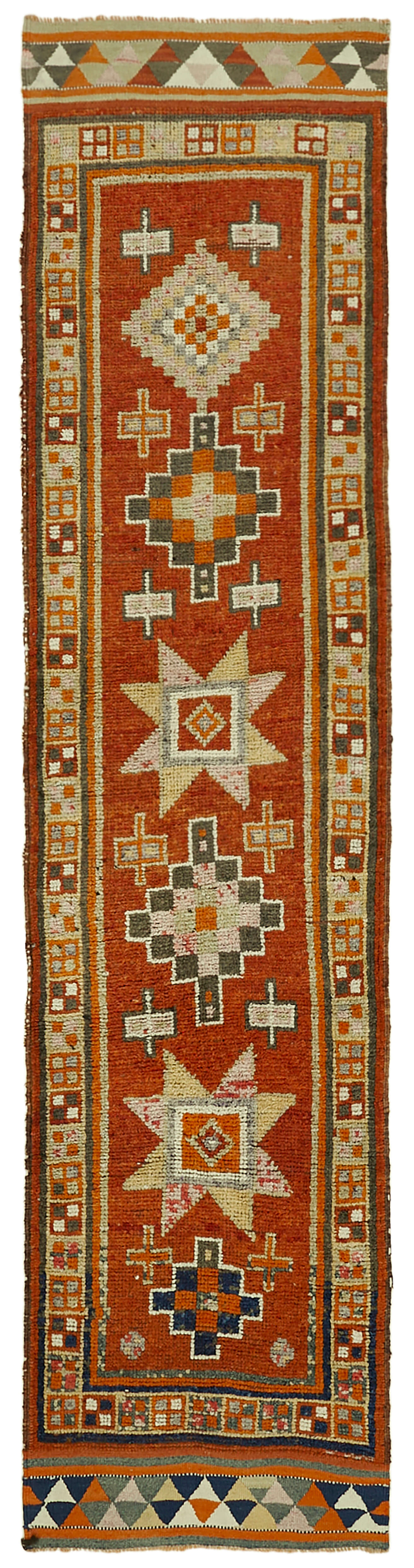 3 x 12 Orange Boho Runner Rugs - 5999