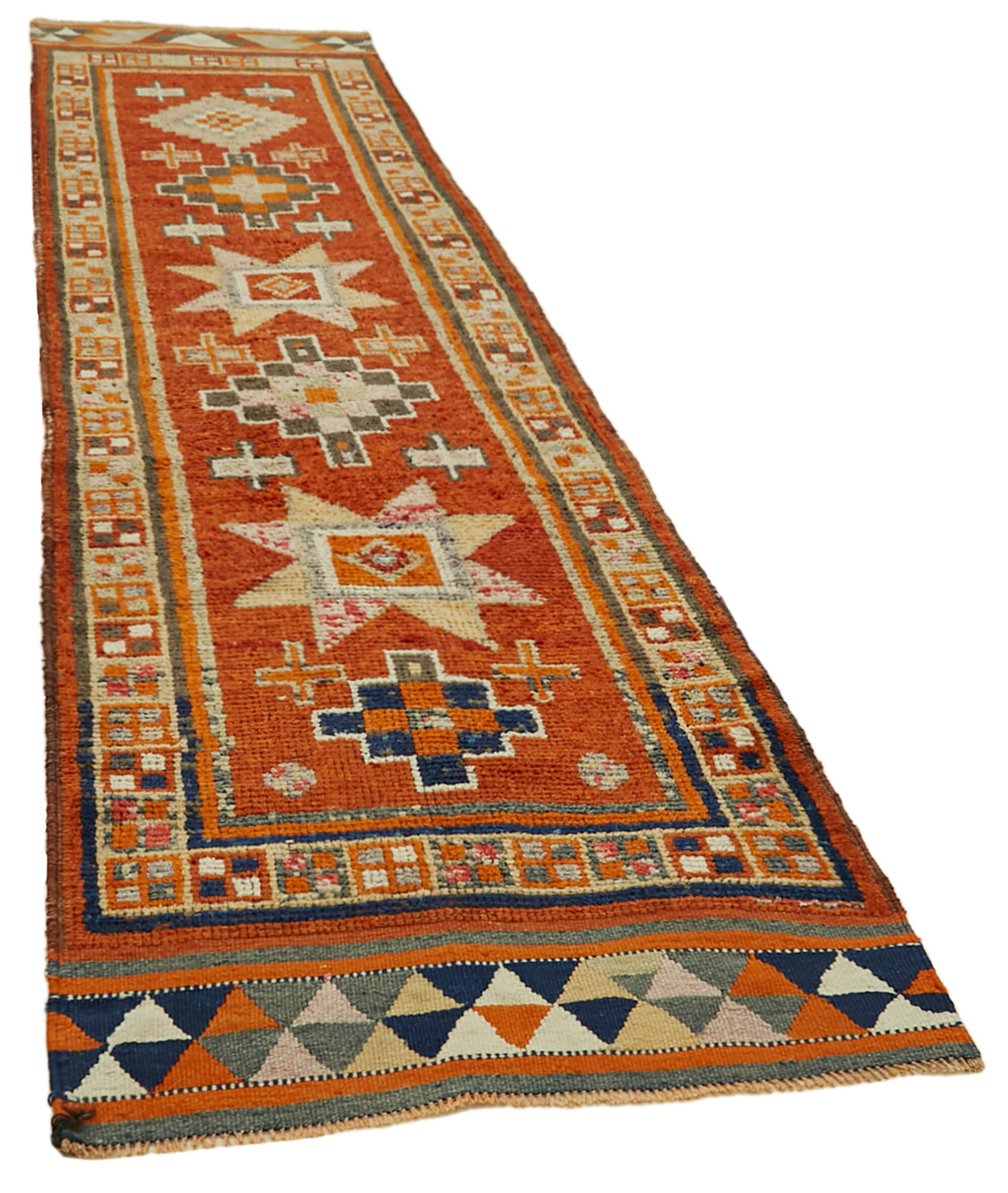 3 x 12 Orange Boho Runner Rugs - 5999