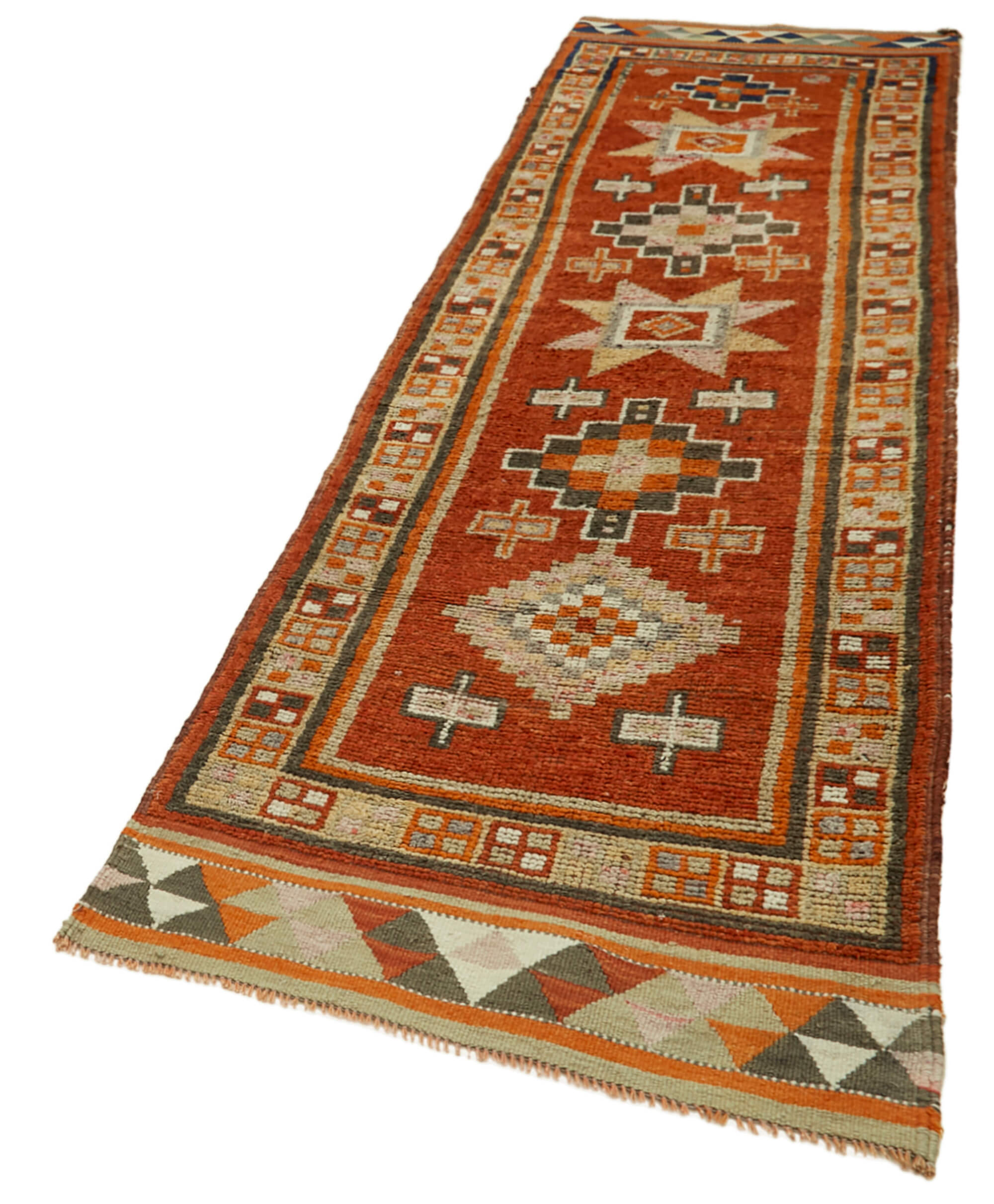 3 x 12 Orange Boho Runner Rugs - 5999