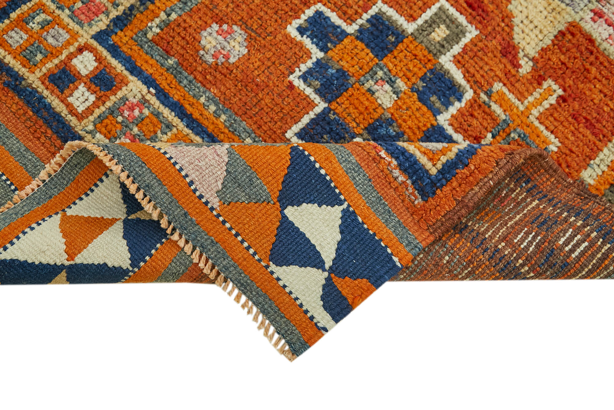 3 x 12 Orange Boho Runner Rugs - 5999