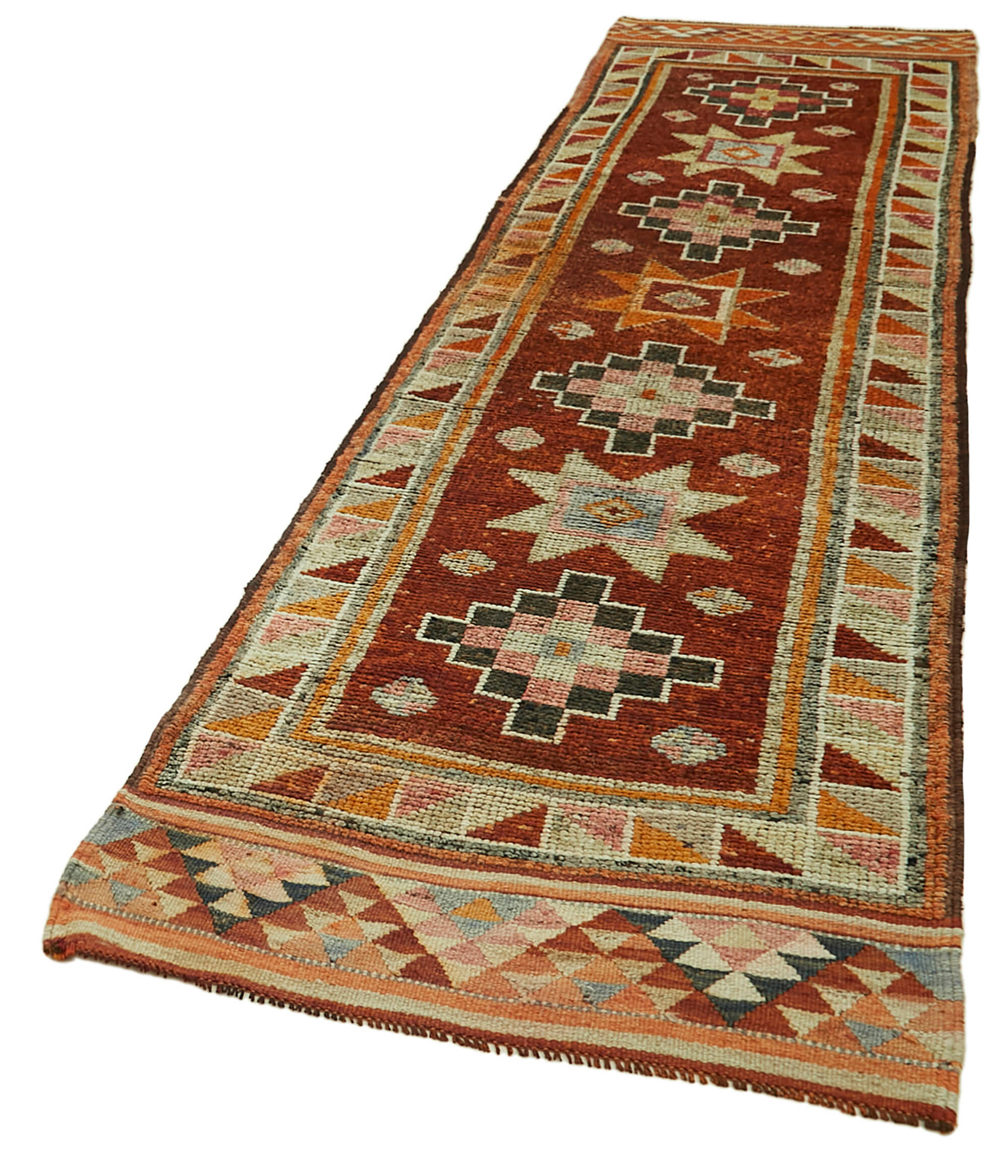 3 x 13 Red Boho Runner Rugs - 6000