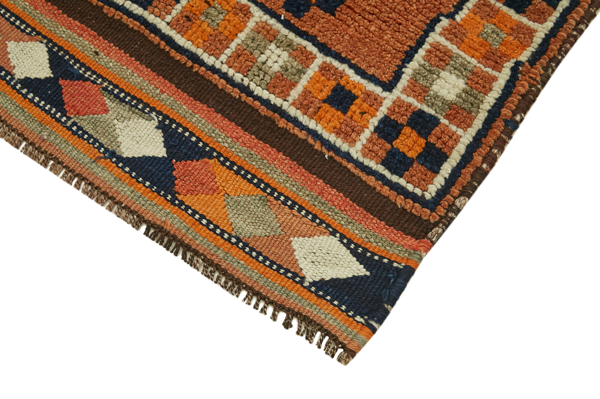 3 x 11 Orange Boho Runner Rugs - 6002