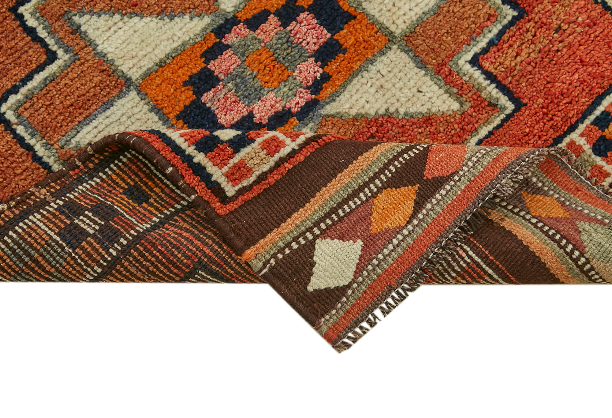 3 x 11 Orange Boho Runner Rugs - 6002