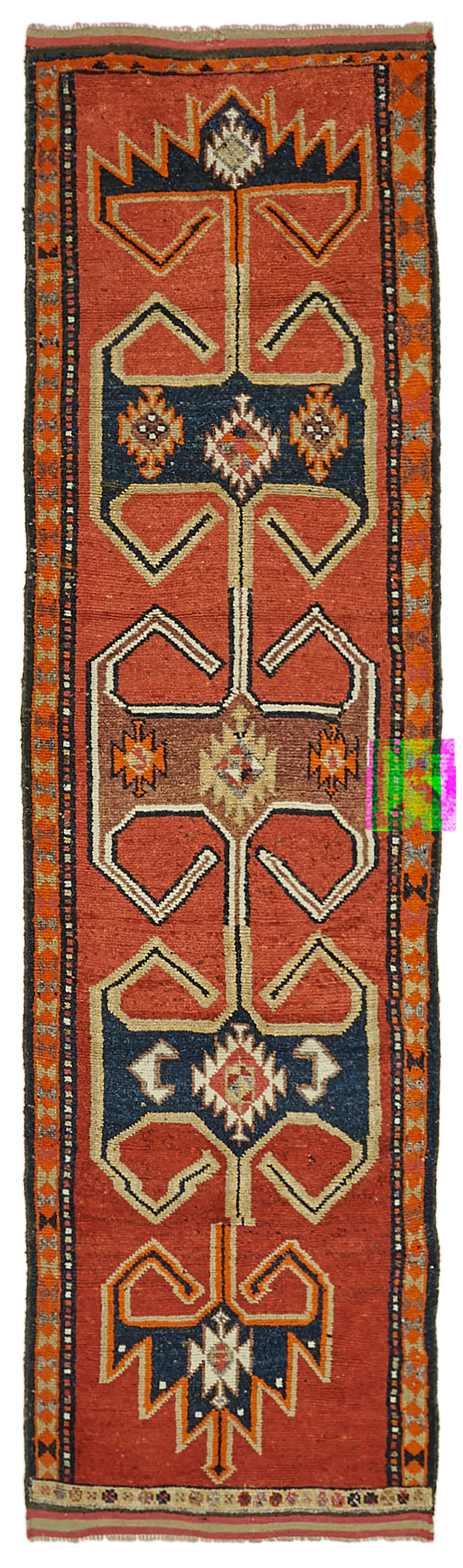 3 x 12 Orange Boho Runner Rugs - 6005