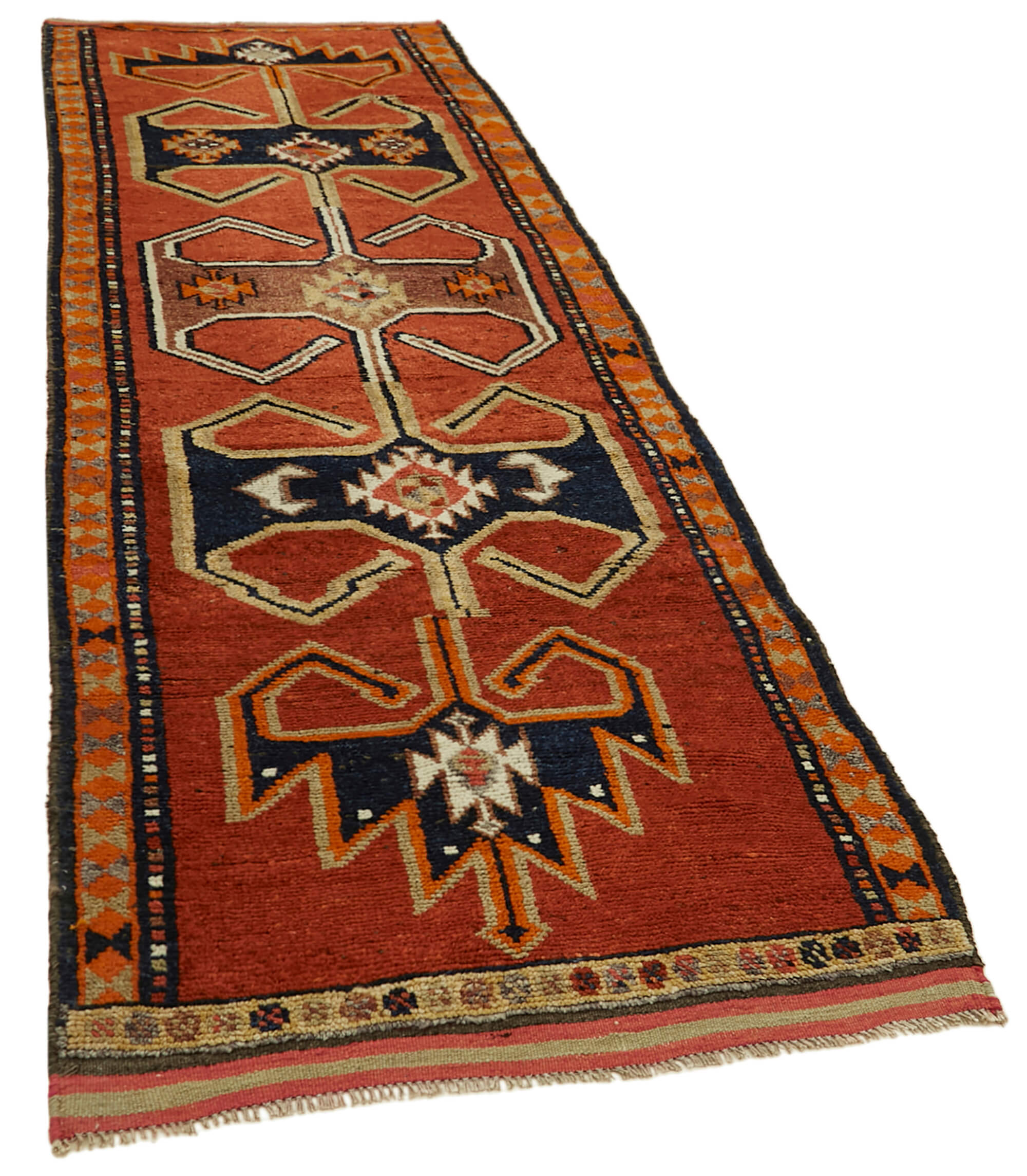 3 x 12 Orange Boho Runner Rugs - 6005