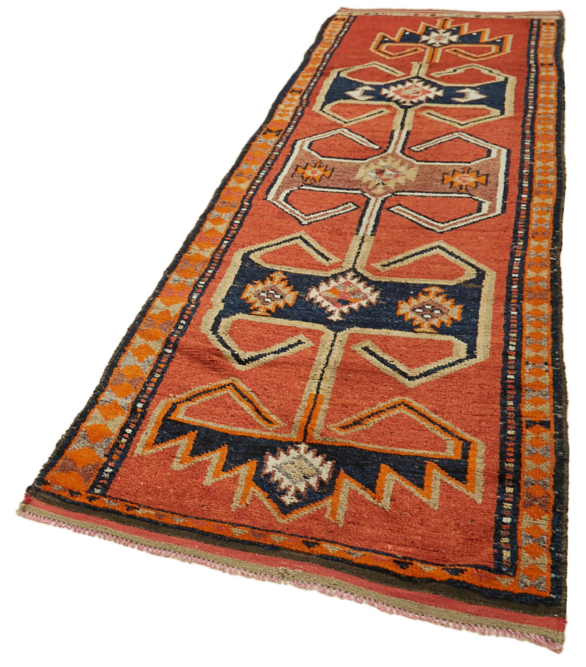 3 x 12 Orange Boho Runner Rugs - 6005