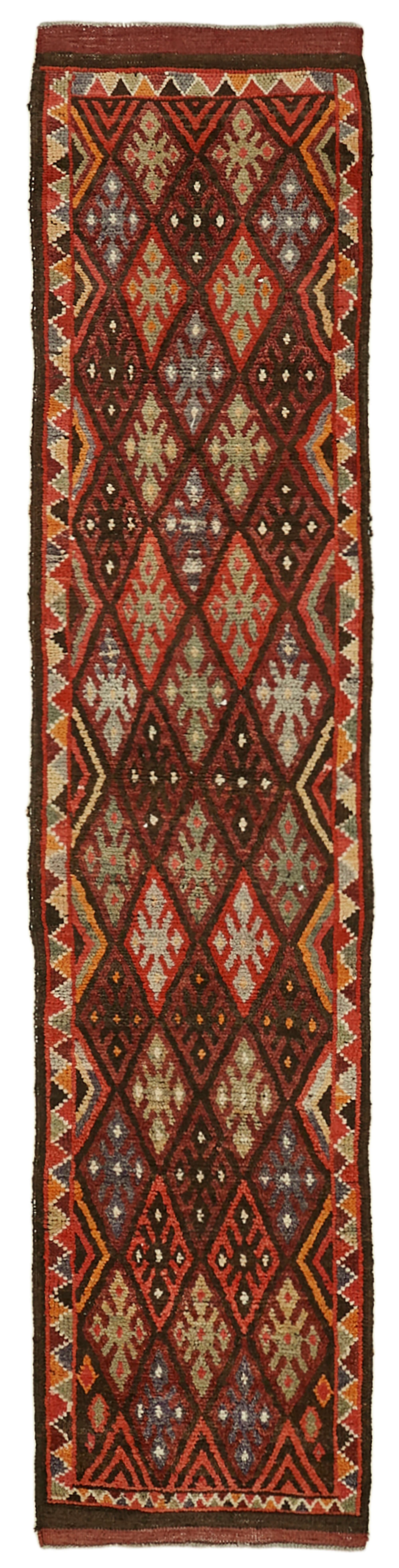 3 x 12 Red Boho Runner Rugs - 6010