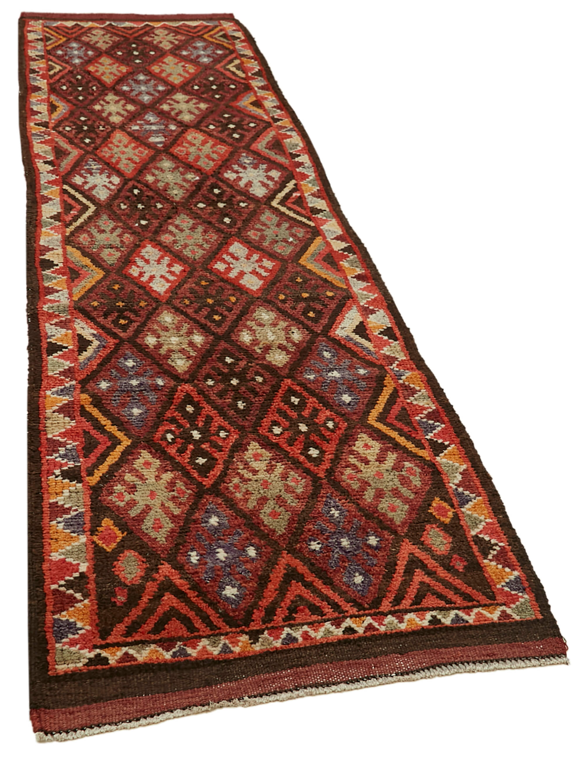 3 x 12 Red Boho Runner Rugs - 6010