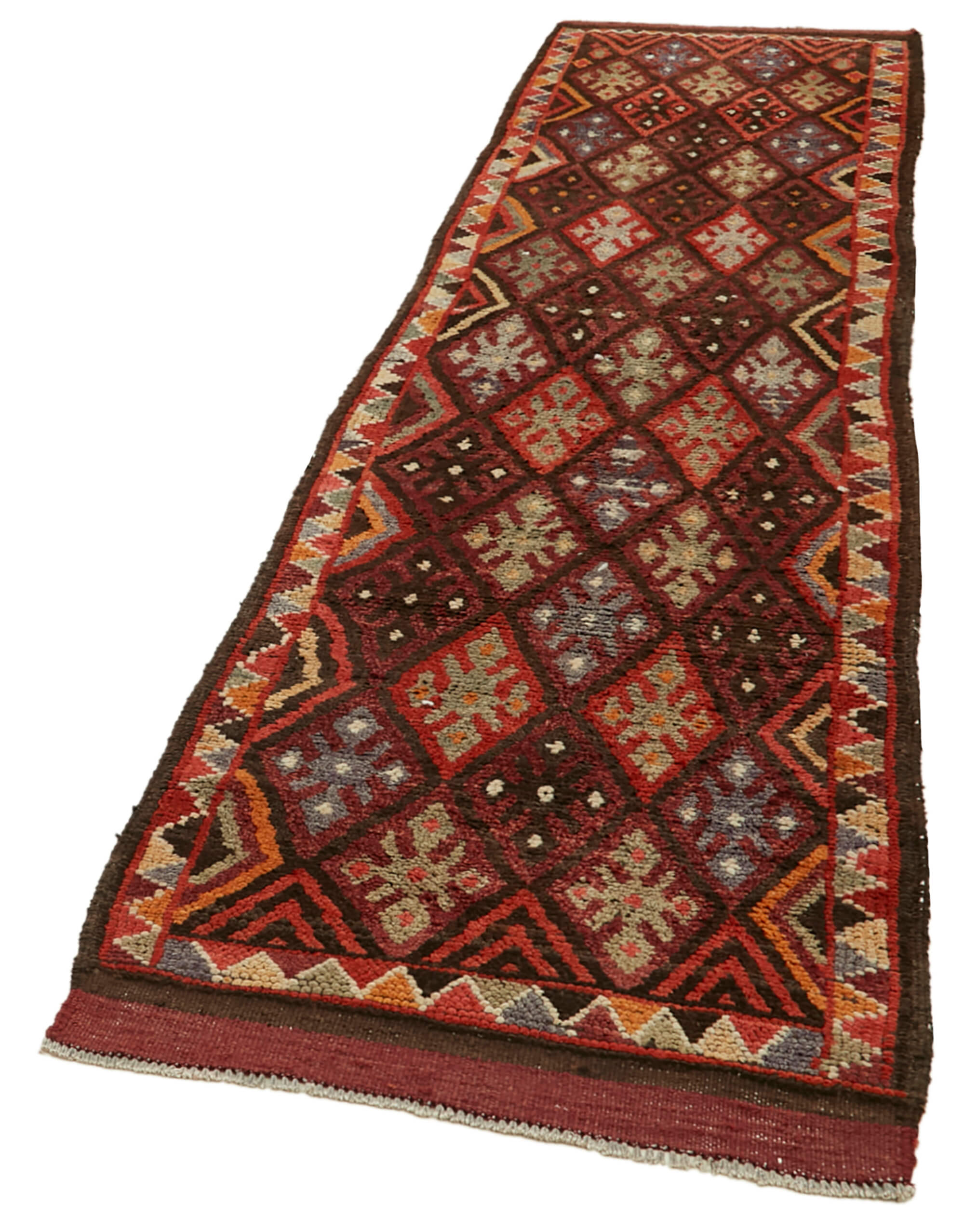 3 x 12 Red Boho Runner Rugs - 6010