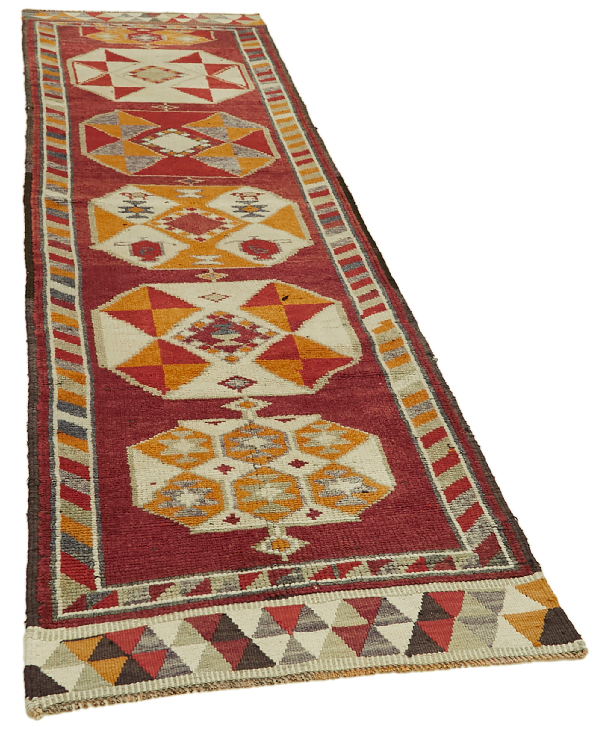 3 x 12 Red Boho Runner Rugs - 6012