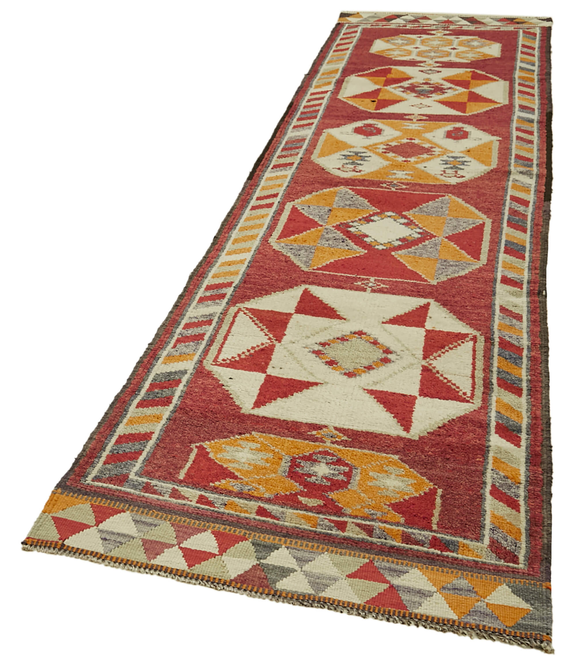 3 x 12 Red Boho Runner Rugs - 6012