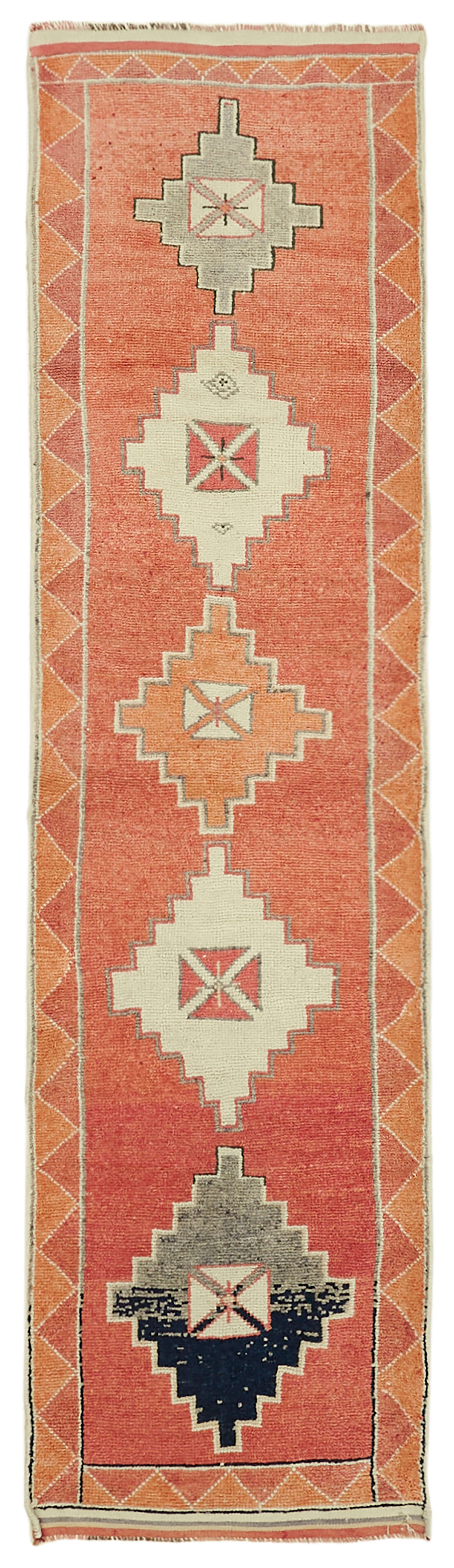 3 x 12 Orange Boho Runner Rugs - 6014