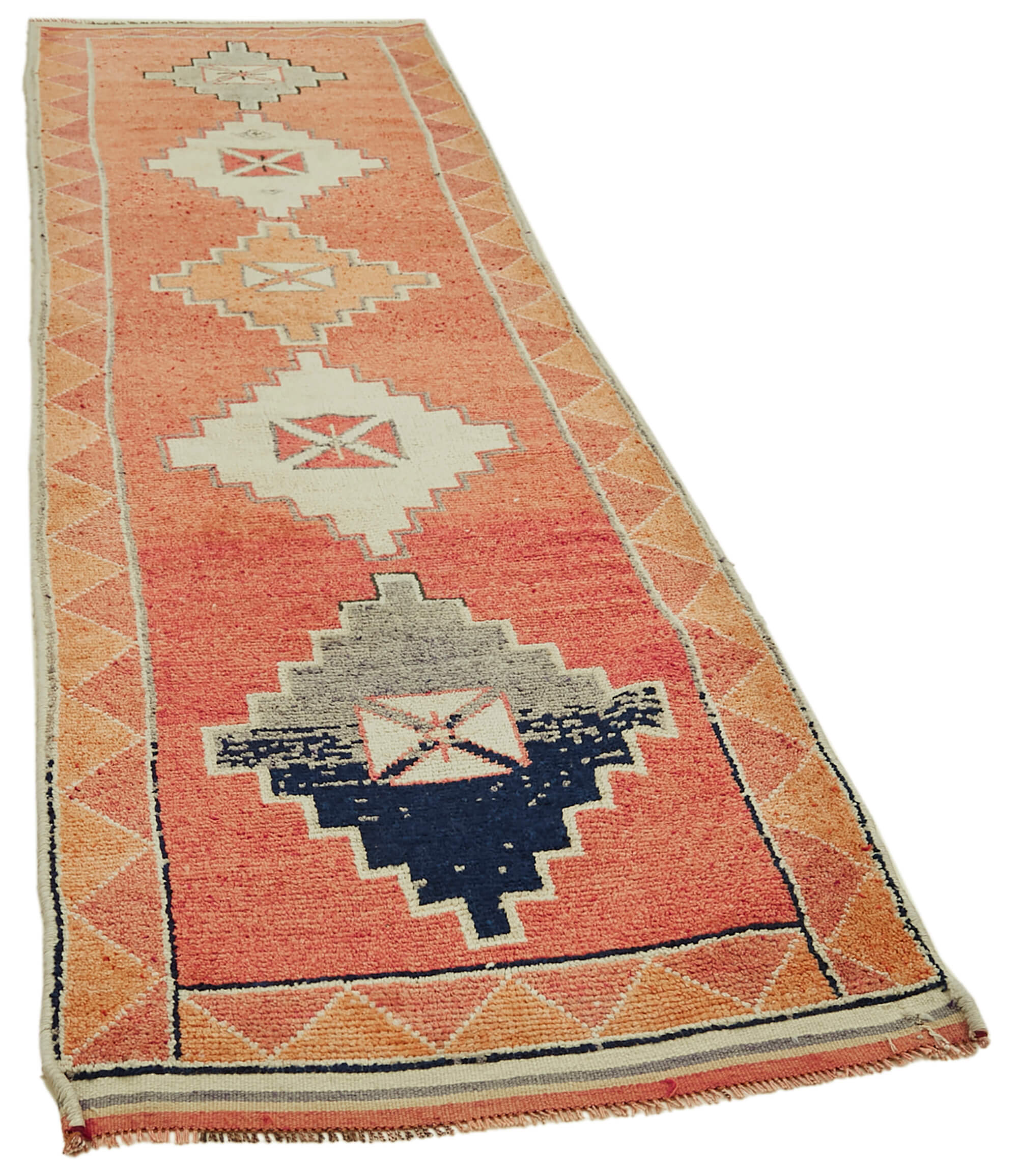 3 x 12 Orange Boho Runner Rugs - 6014