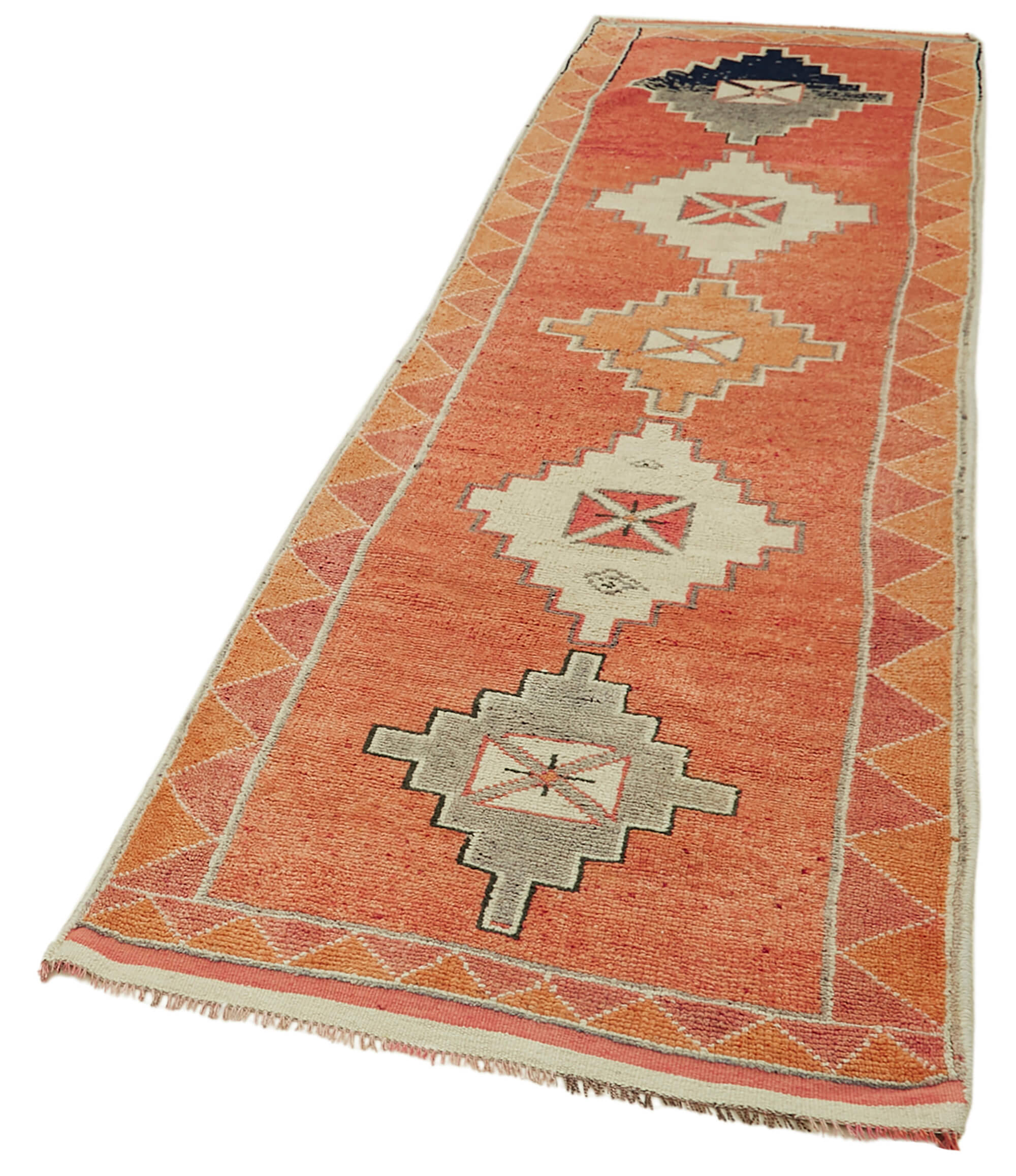 3 x 12 Orange Boho Runner Rugs - 6014