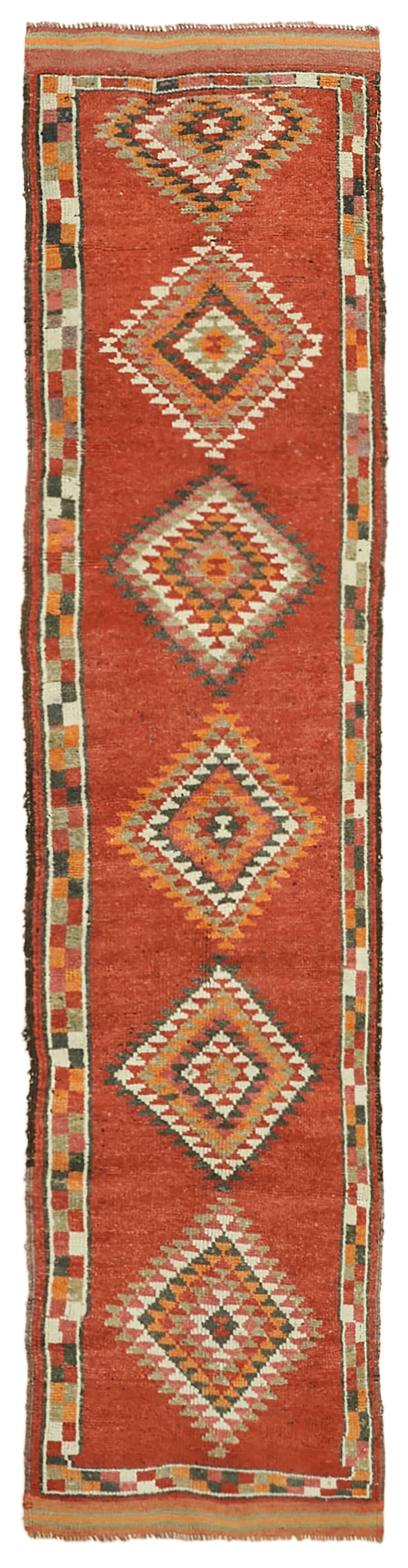 3 x 12 Red Boho Runner Rugs - 6017