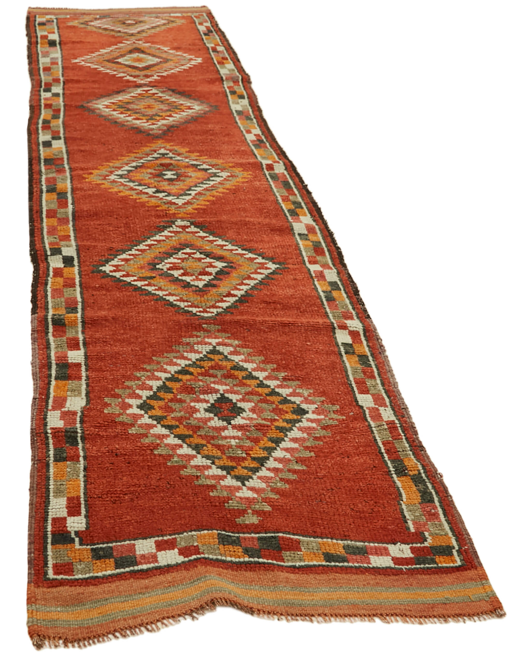 3 x 12 Red Boho Runner Rugs - 6017