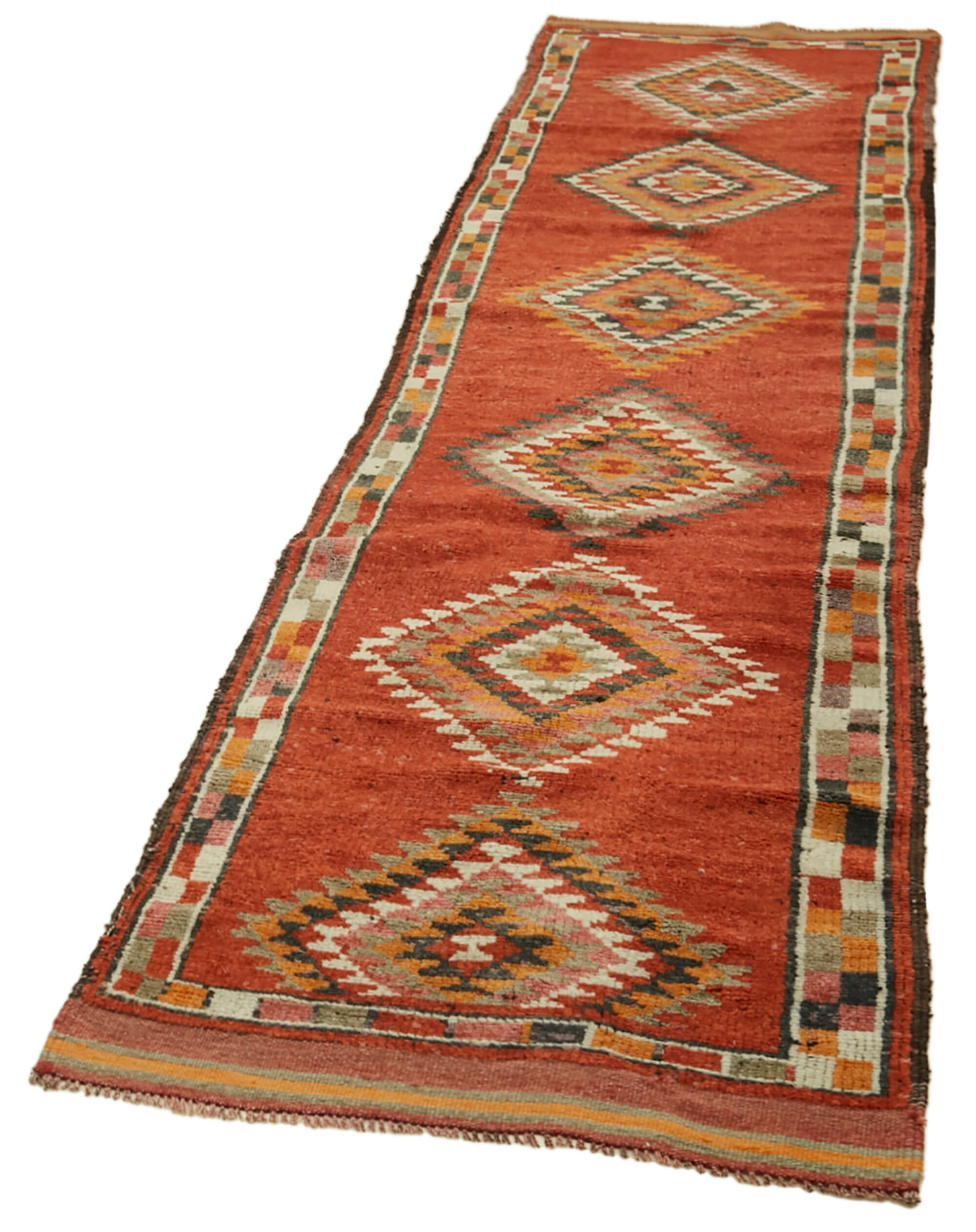 3 x 12 Red Boho Runner Rugs - 6017