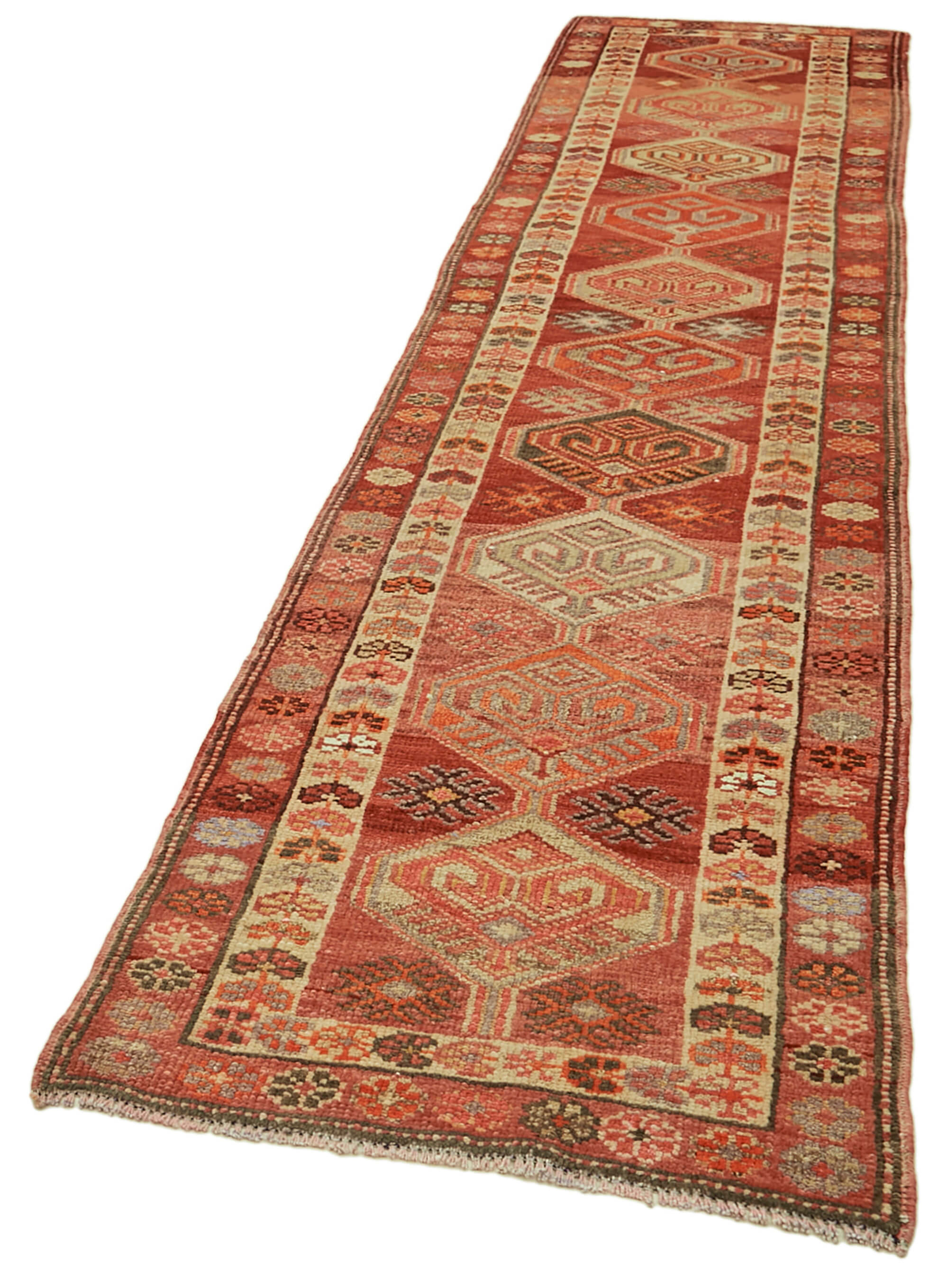 3 x 12 Red Boho Runner Rugs - 6018