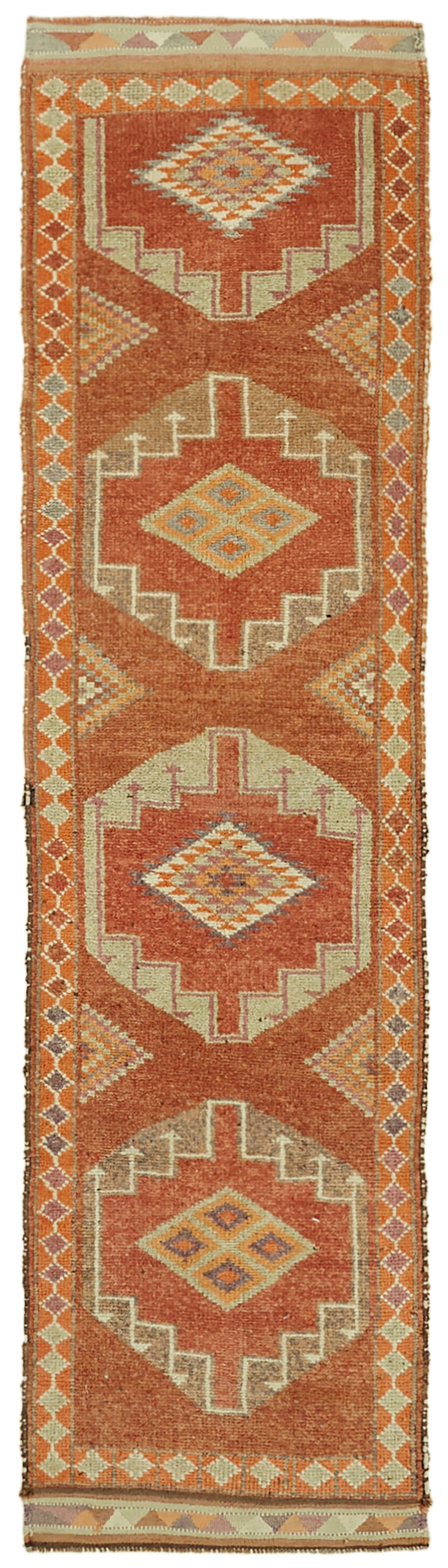 3 x 12 Orange Boho Runner Rugs - 6019