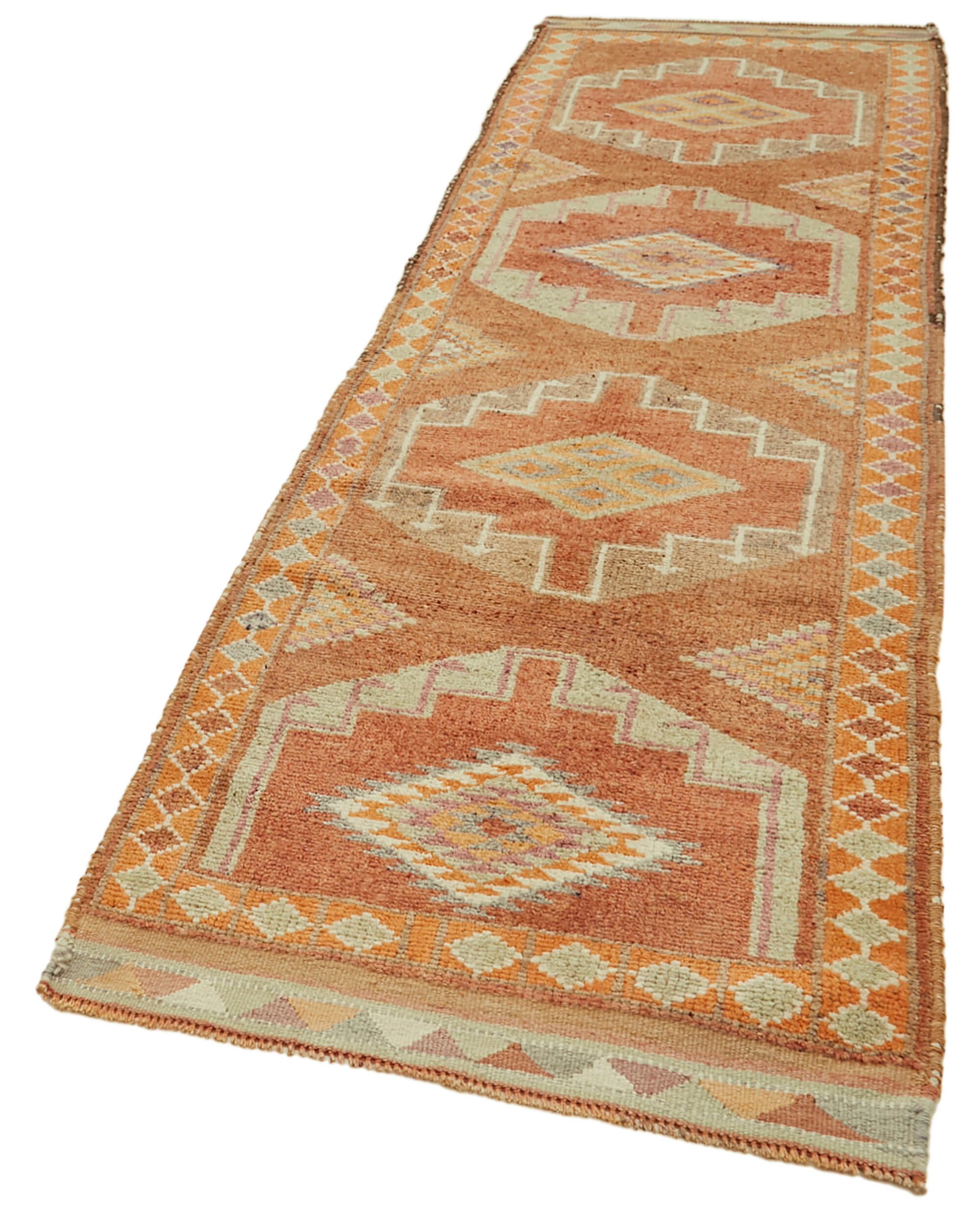 3 x 12 Orange Boho Runner Rugs - 6019