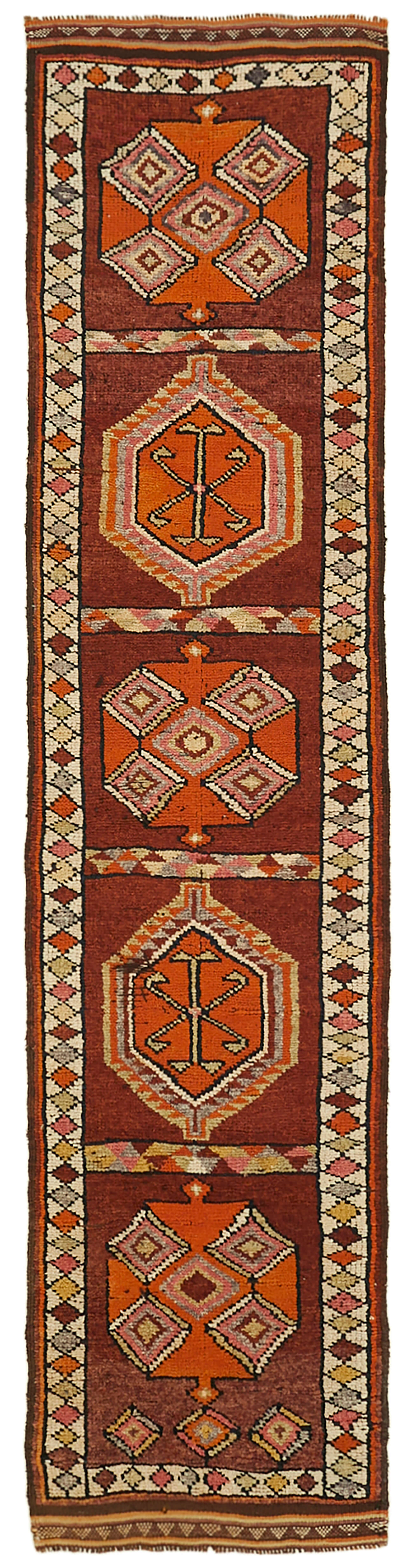 3 x 12 Red Boho Runner Rugs - 6021