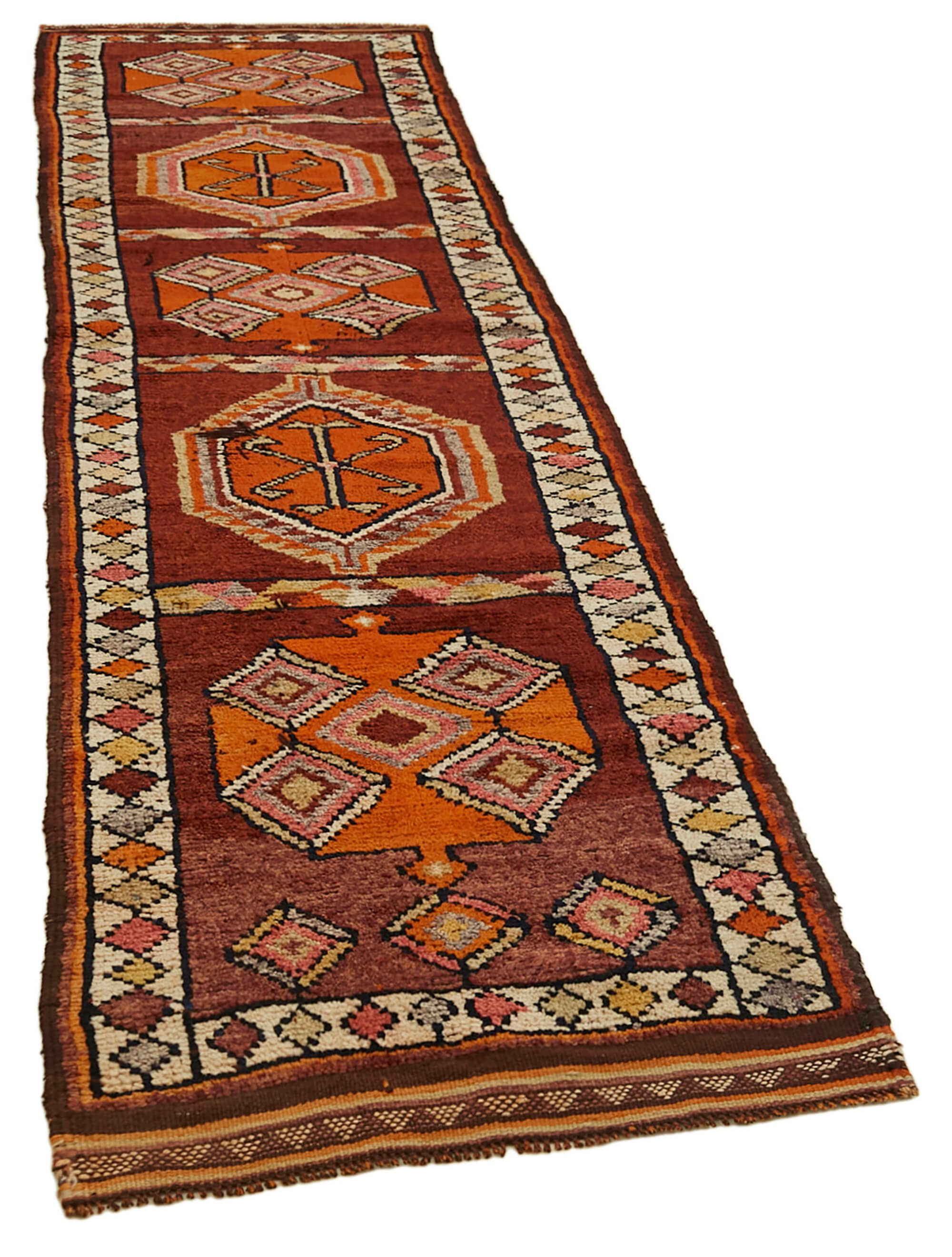 3 x 12 Red Boho Runner Rugs - 6021