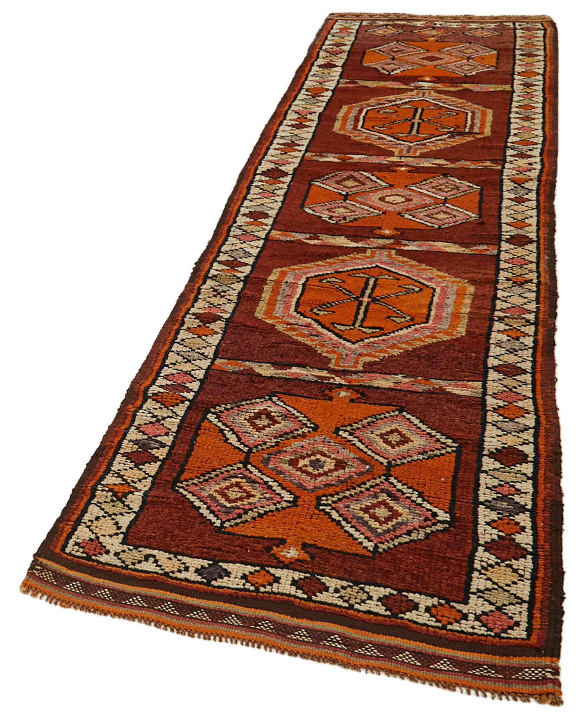 3 x 12 Red Boho Runner Rugs - 6021