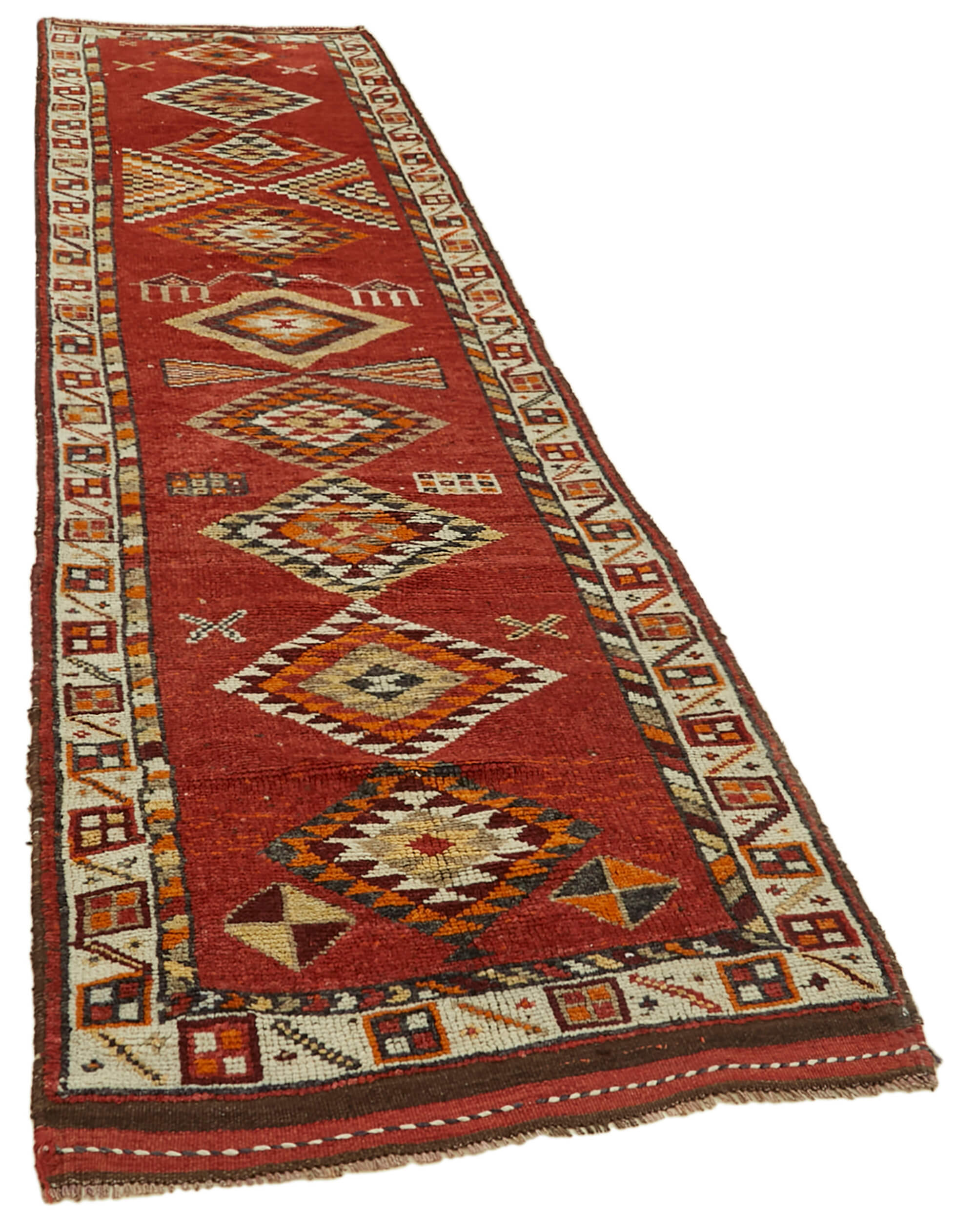 3 x 12 Red Boho Runner Rugs - 6022