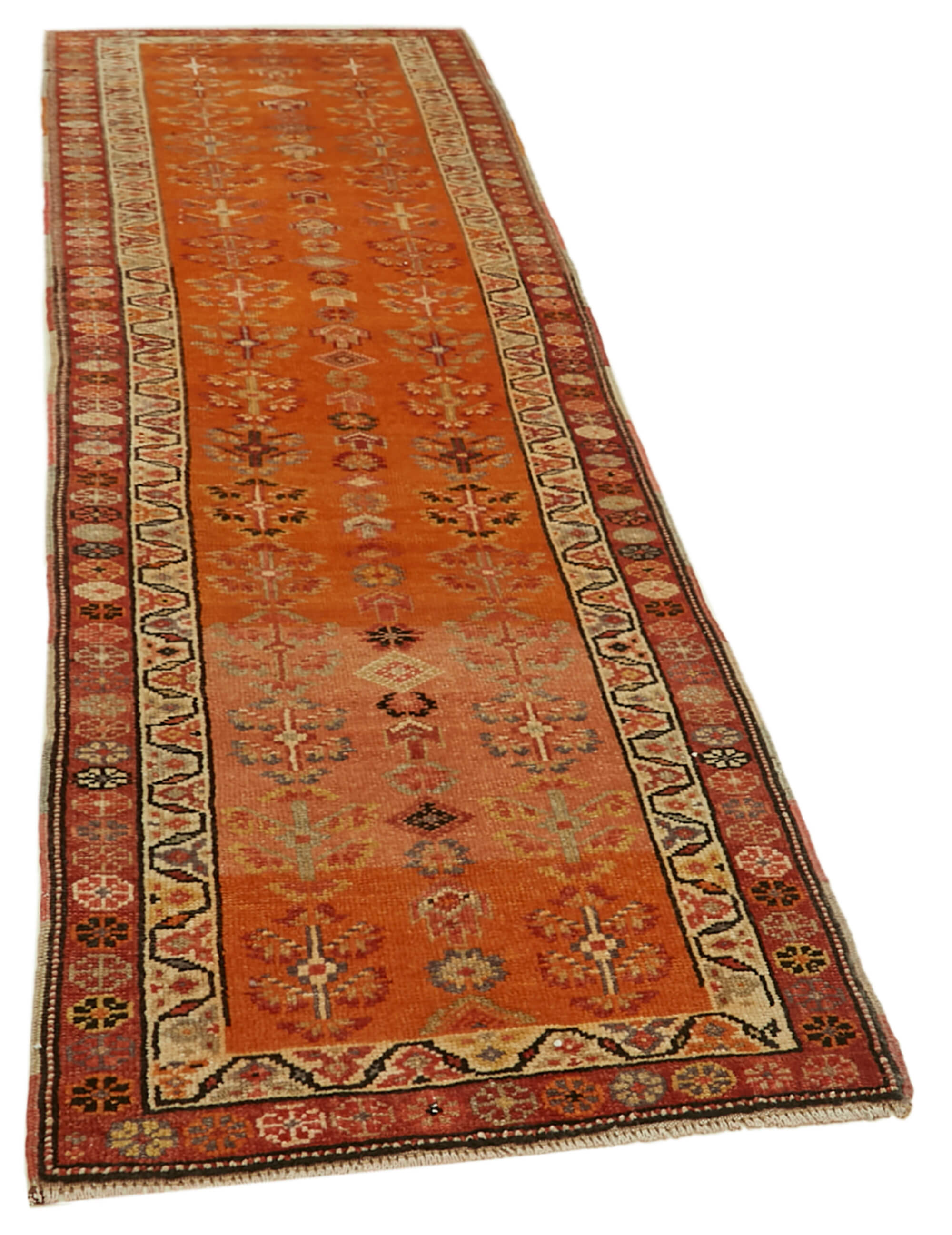 3 x 12 Orange Boho Runner Rugs - 6023