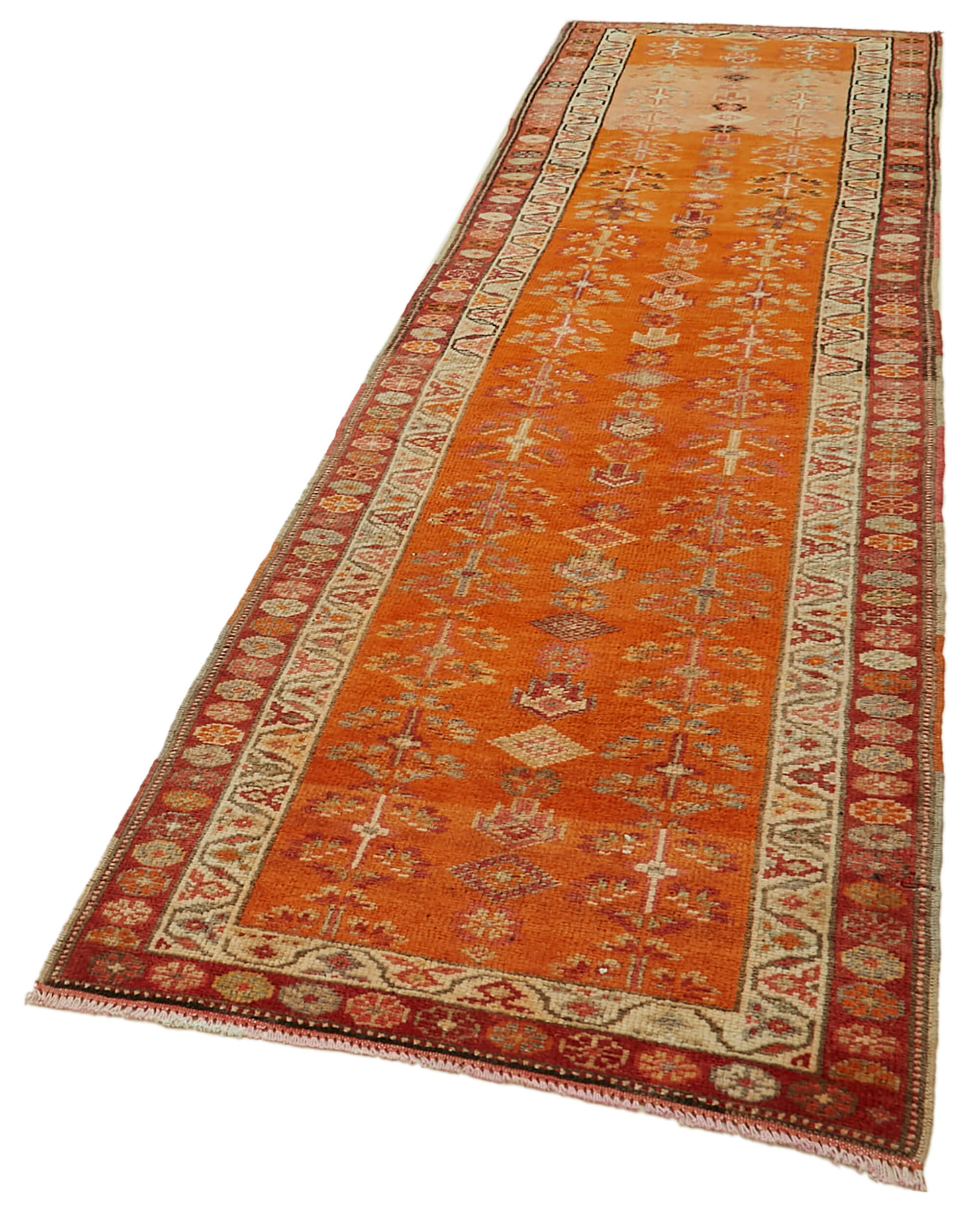 3 x 12 Orange Boho Runner Rugs - 6023