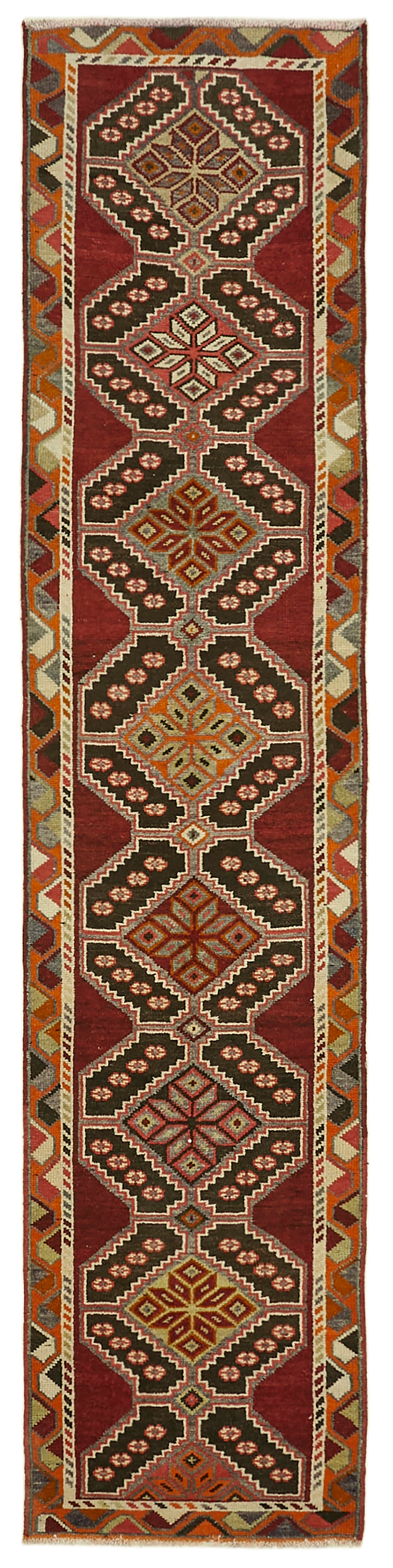 3 x 13 Red Boho Runner Rugs - 6027