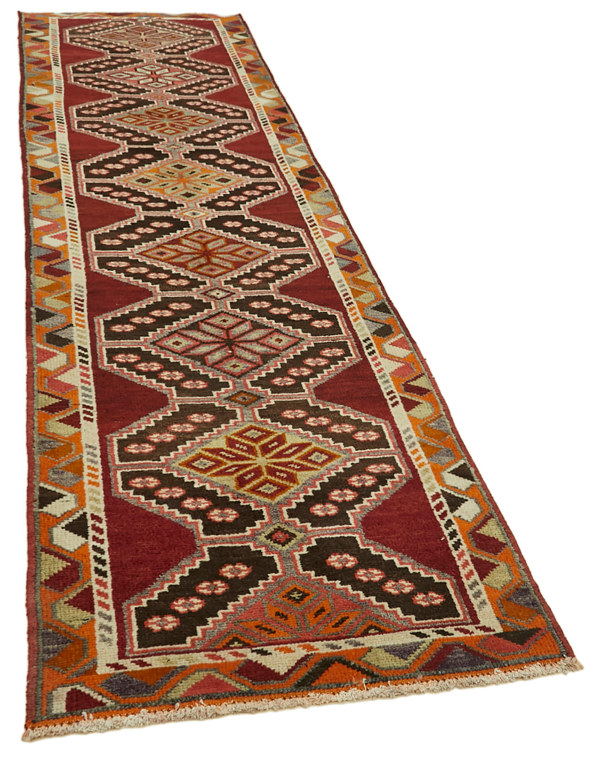 3 x 13 Red Boho Runner Rugs - 6027