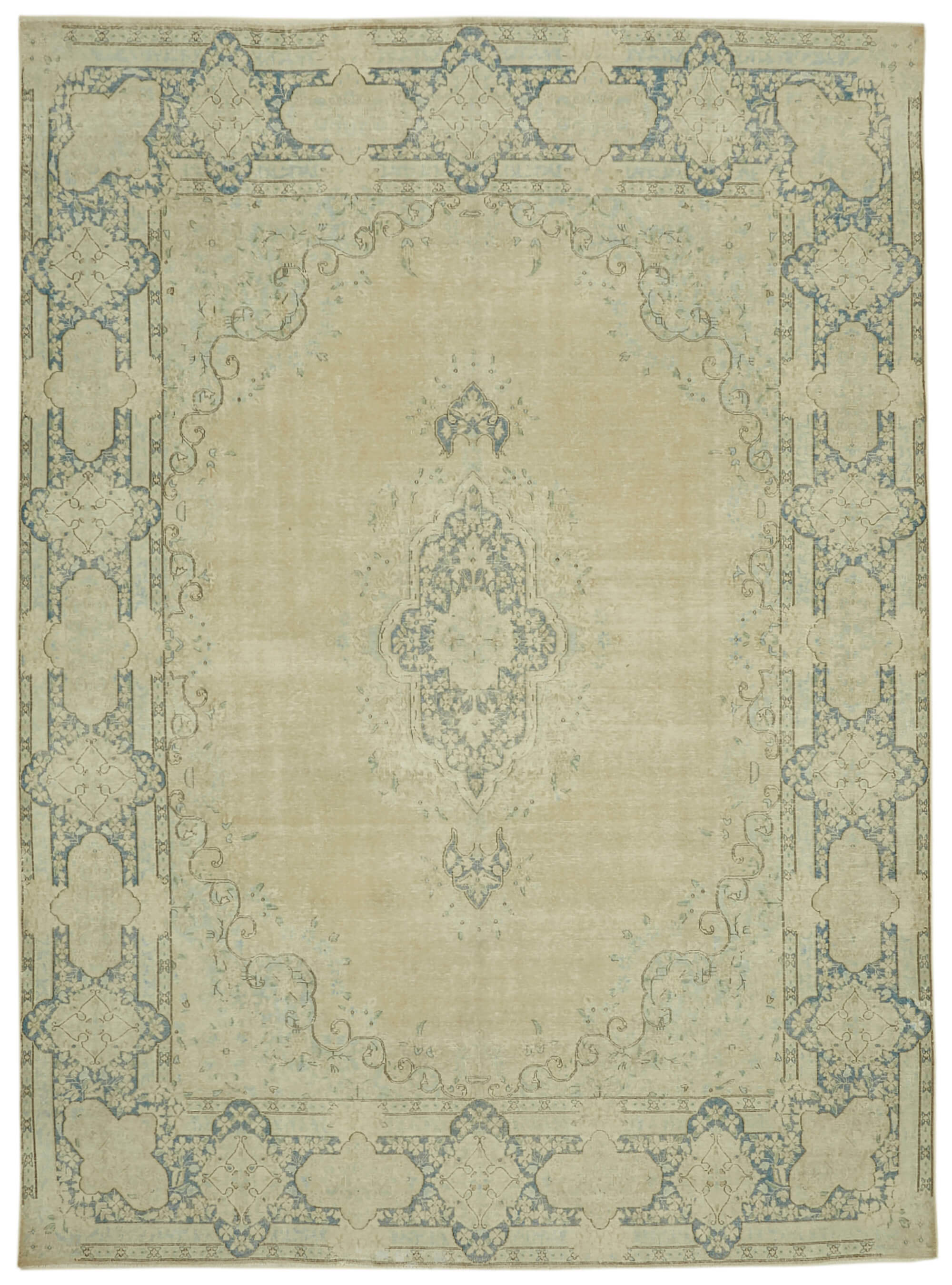 9 x 13 Beige Vintage Large Area Rug - 6299