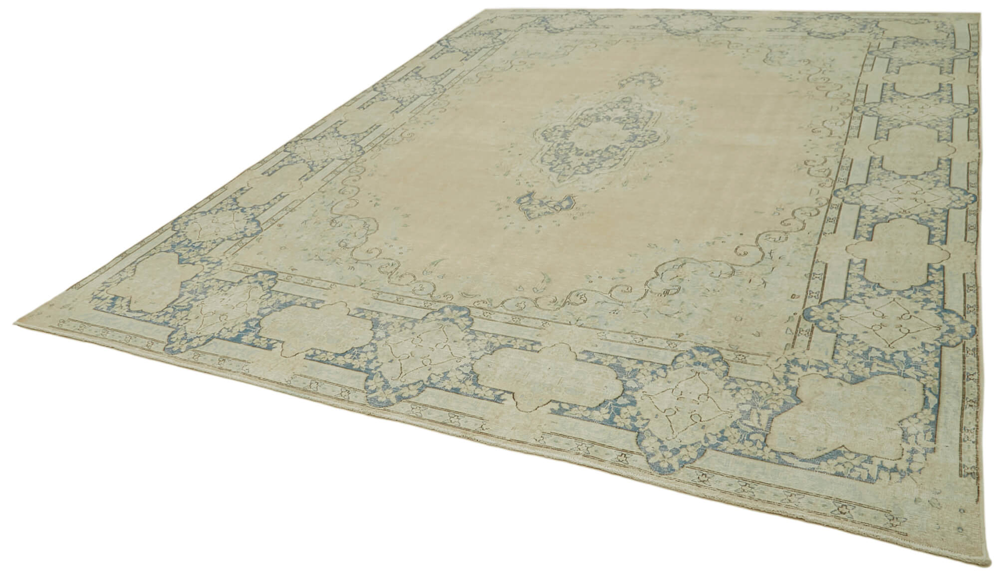 9 x 13 Beige Vintage Large Area Rug - 6299