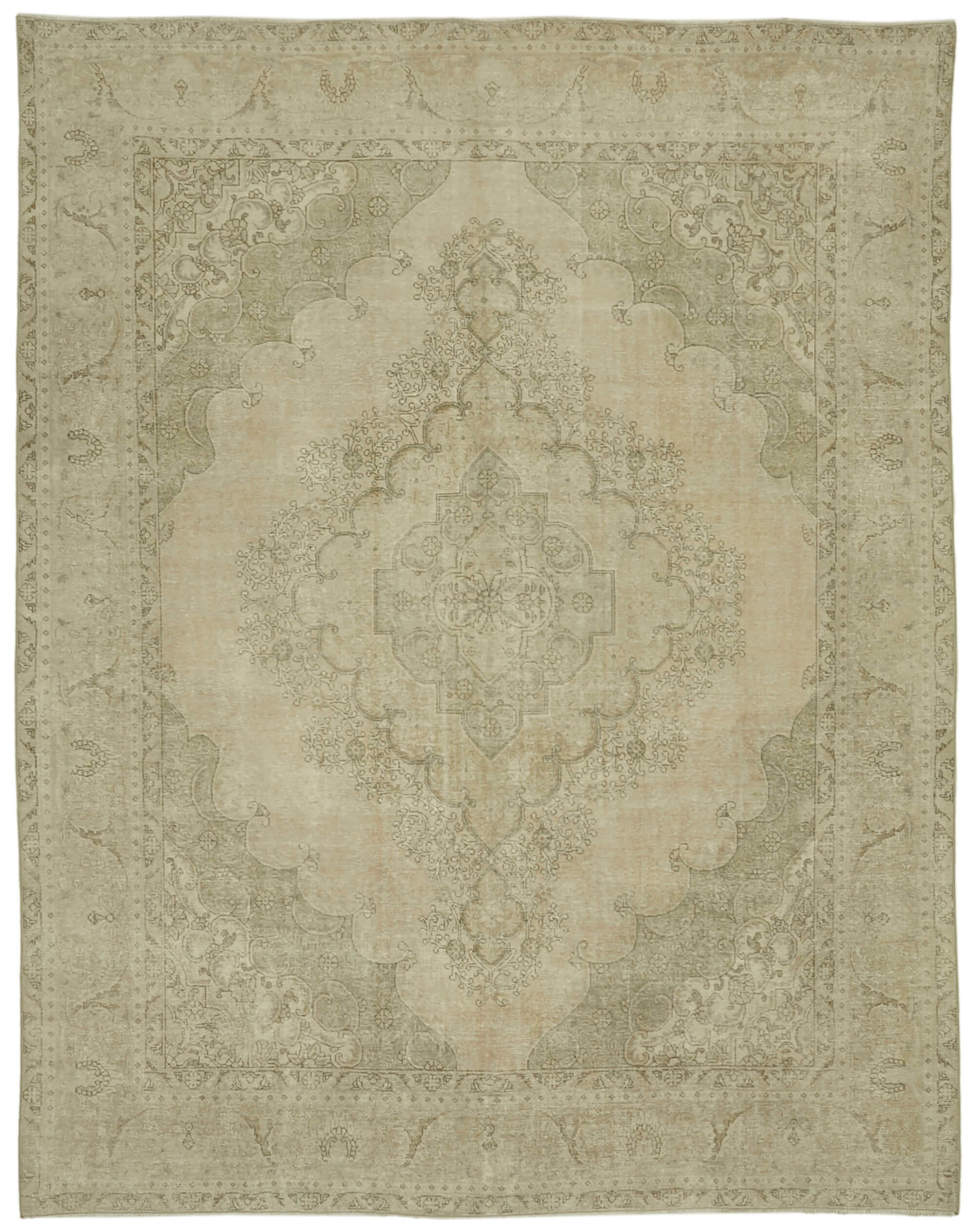 10 x 12 Beige Vintage Large Area Rug - 6523