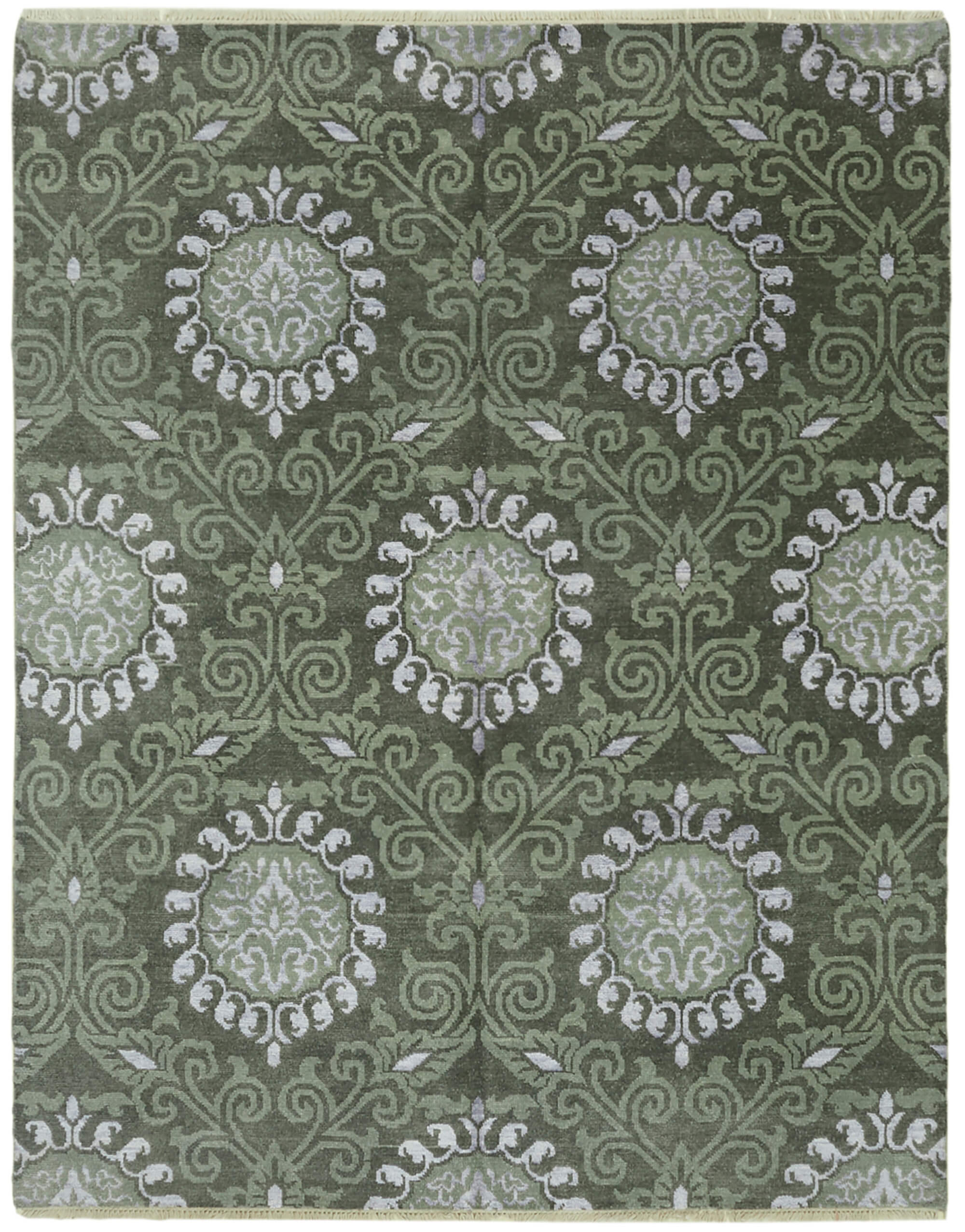 8 x 10 Green Oushak Rug - 6875