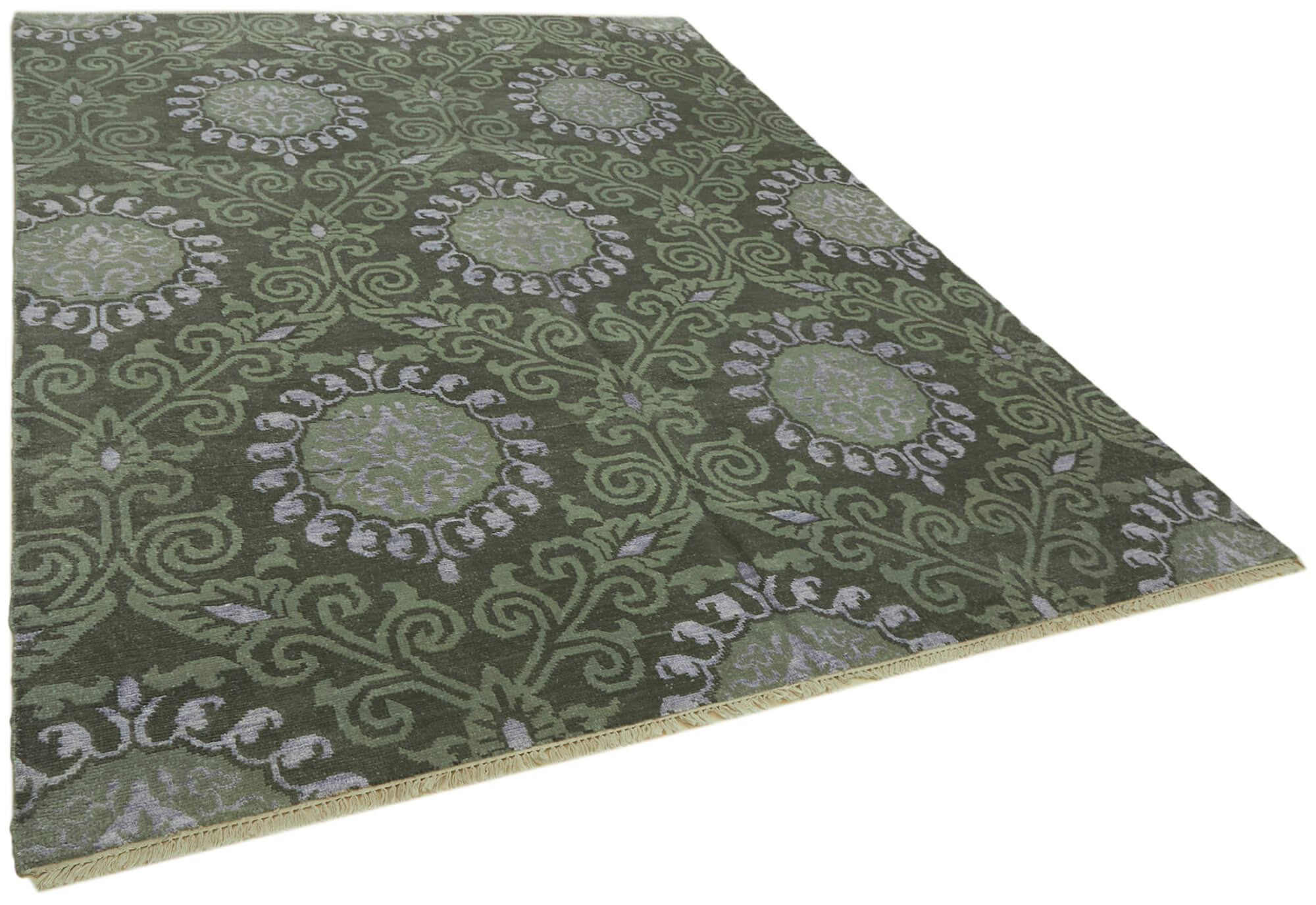 8 x 10 Green Oushak Rug - 6875