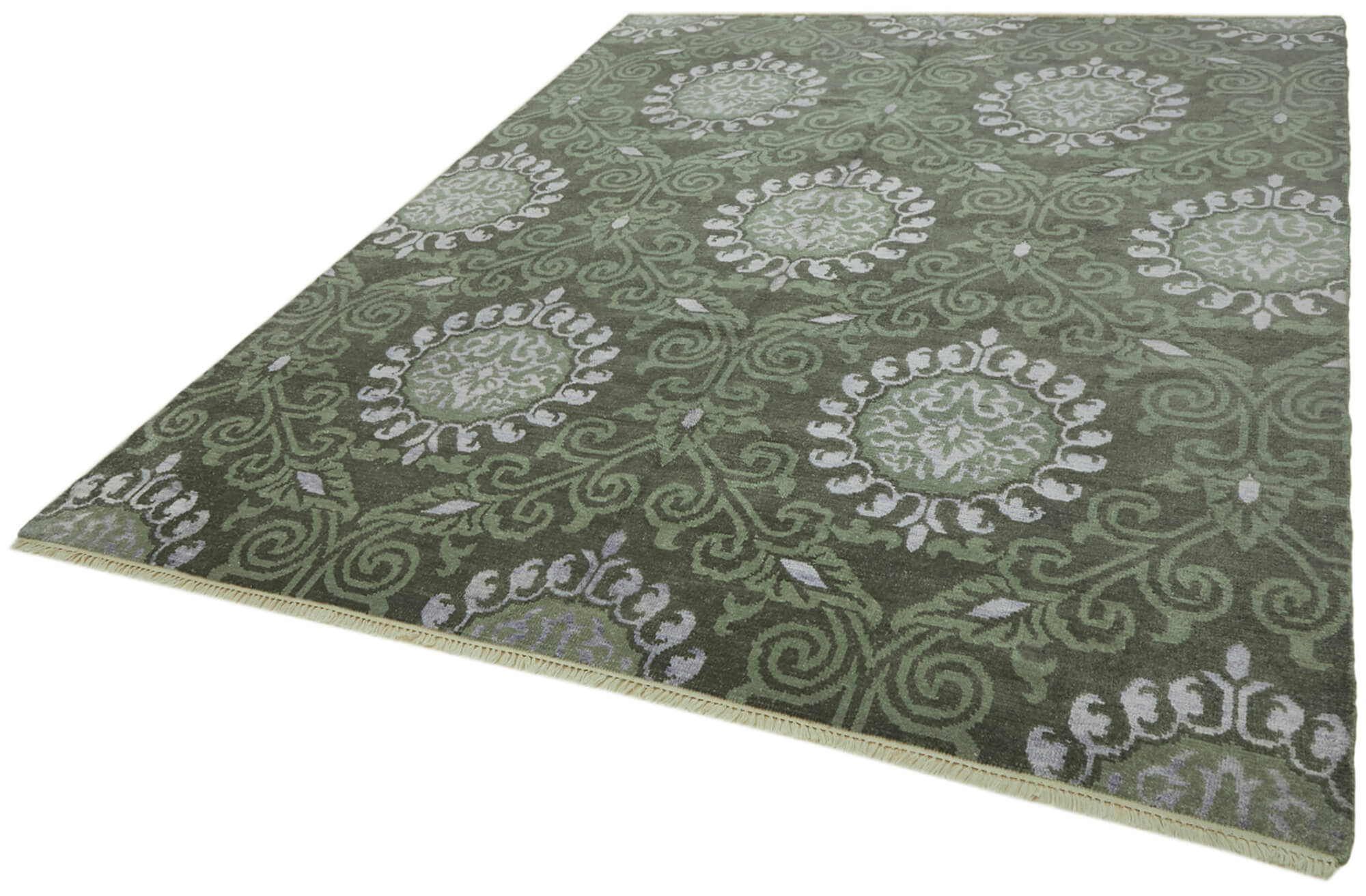 8 x 10 Green Oushak Rug - 6875